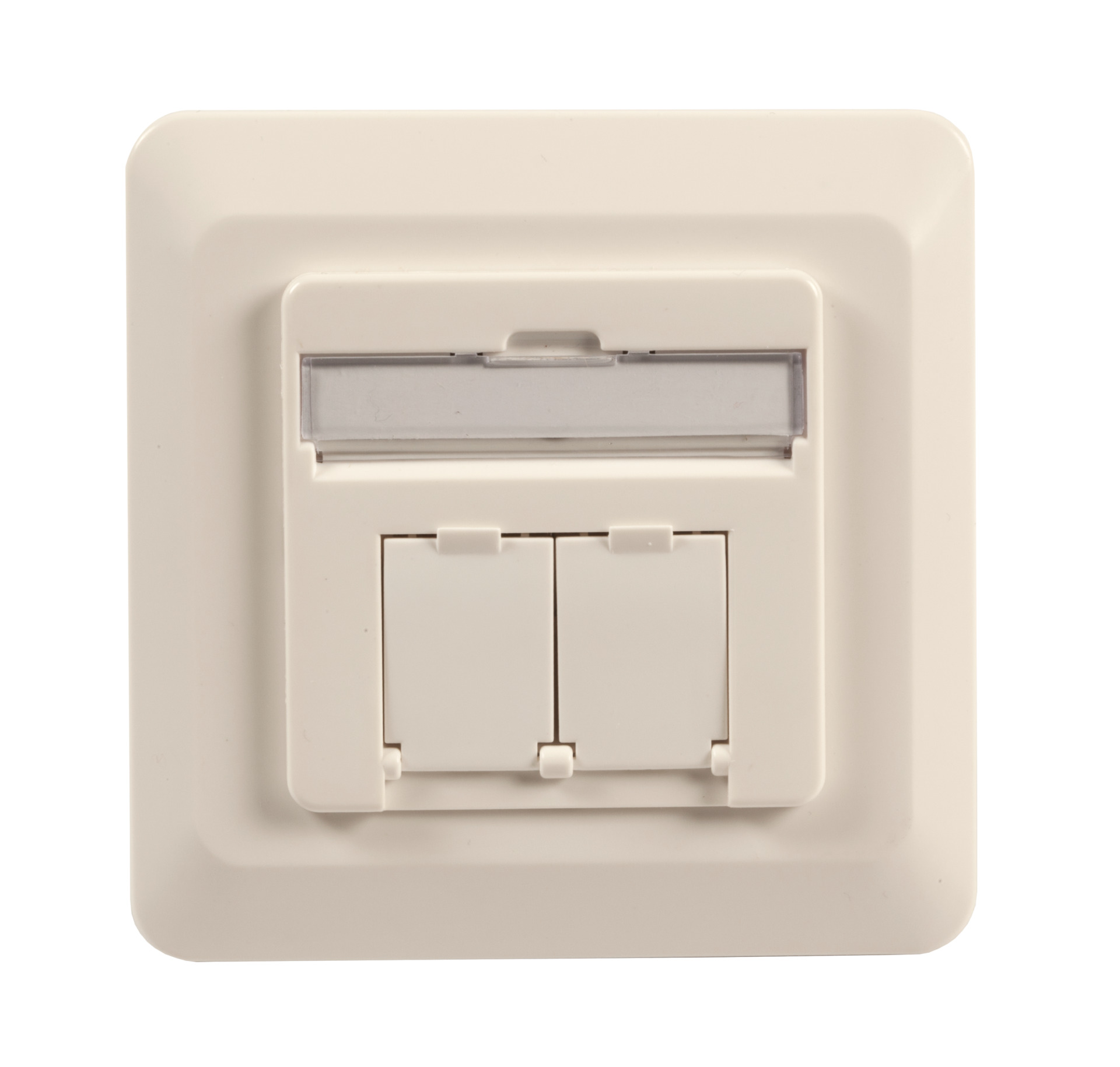 Data outlet Cat.6A 500MHz right/left, Flush, 2xRJ45, RAL9010