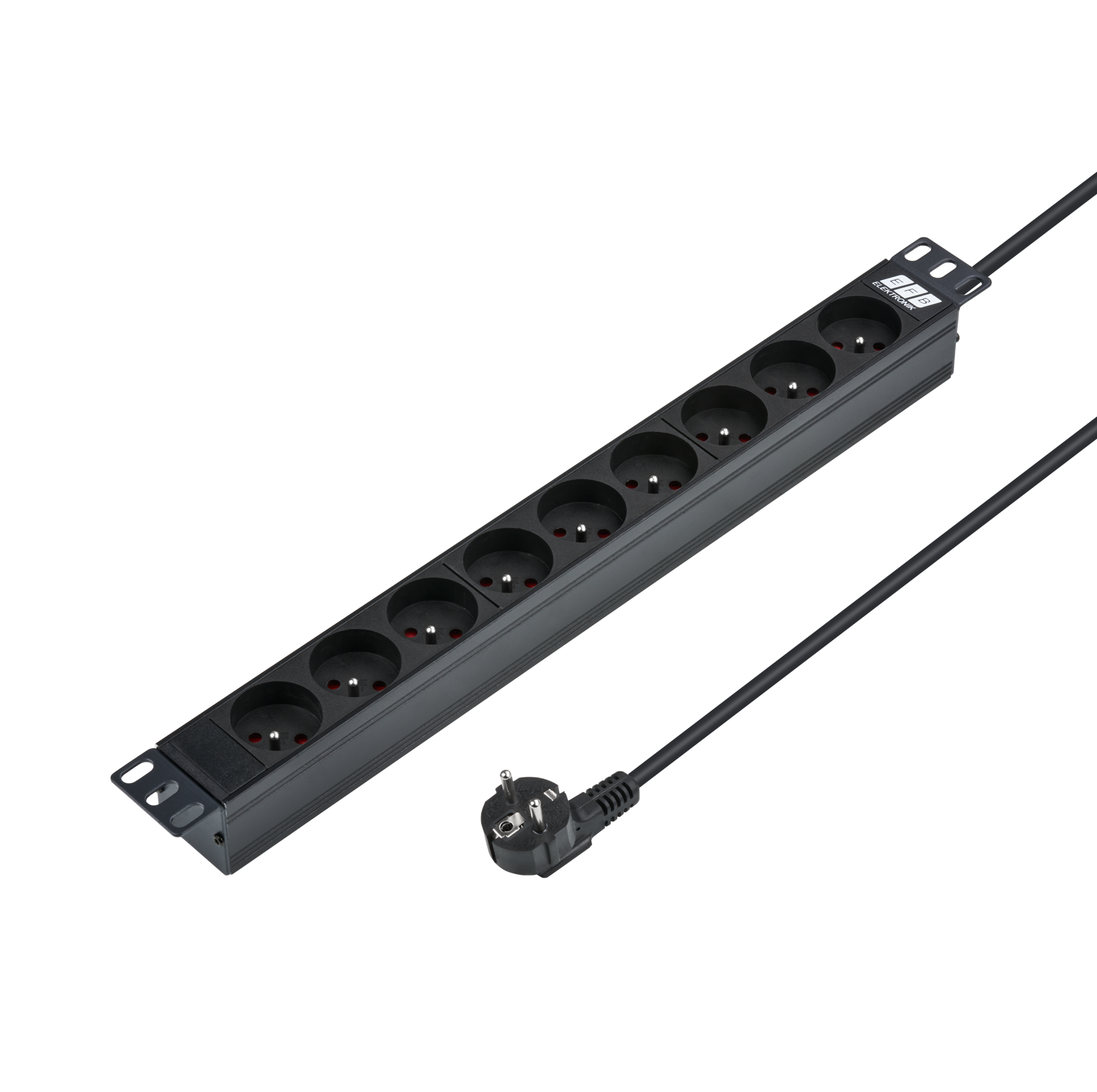 19“ 1HE Steckdosenleiste 9 x UTE ohne Schalter