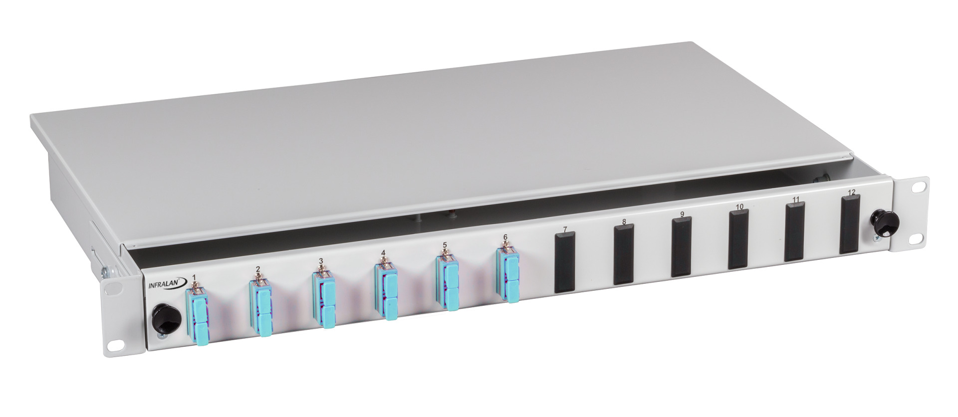 INFRALAN® Splicebox sliding version SC/APC, 48 stripped pigtails/ 24 adapter,OS2