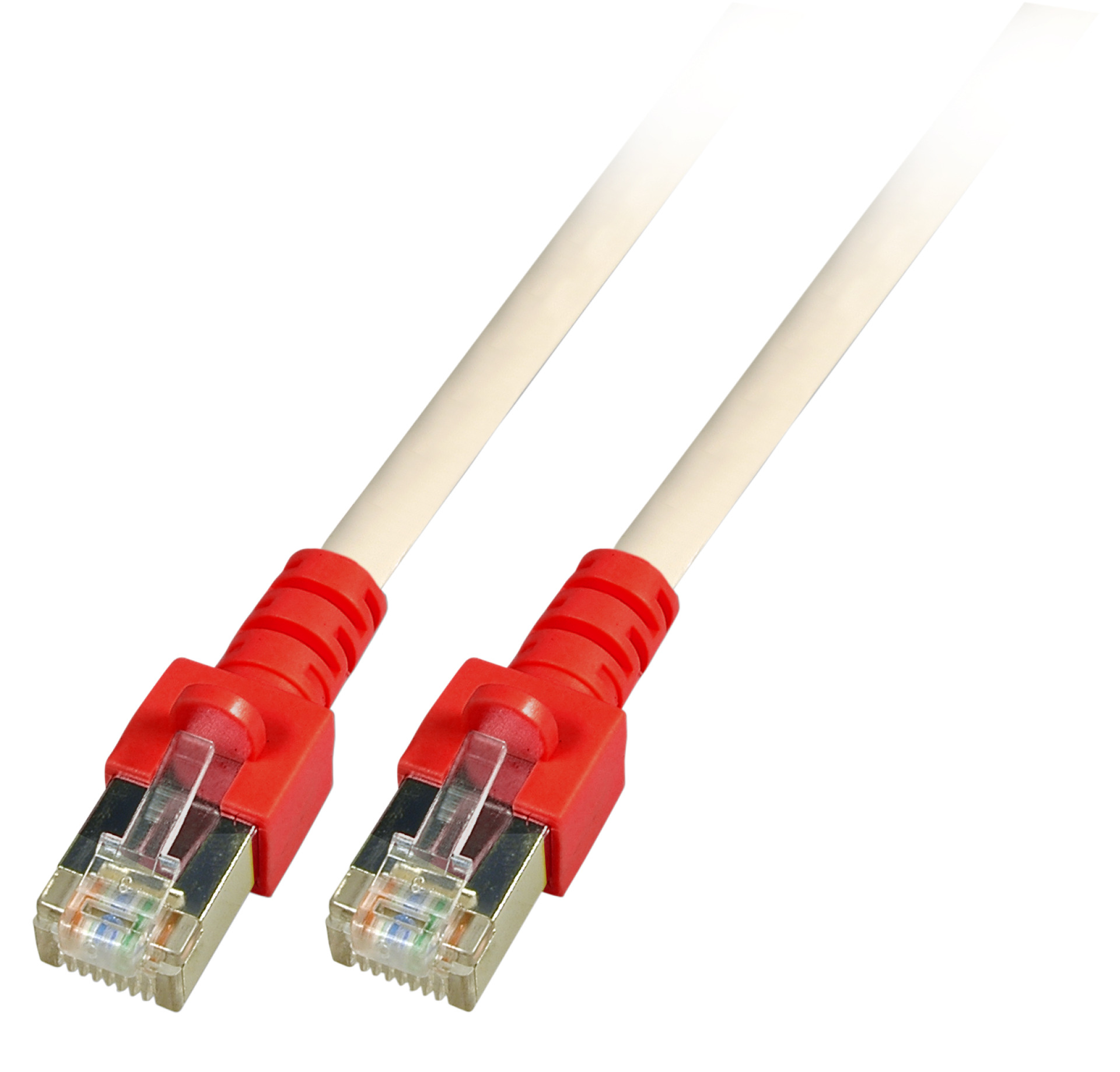RJ45 Crossover Patchkabel SF/UTP, Cat.5e, CCA, 0,5m, grau (rote Tülle)