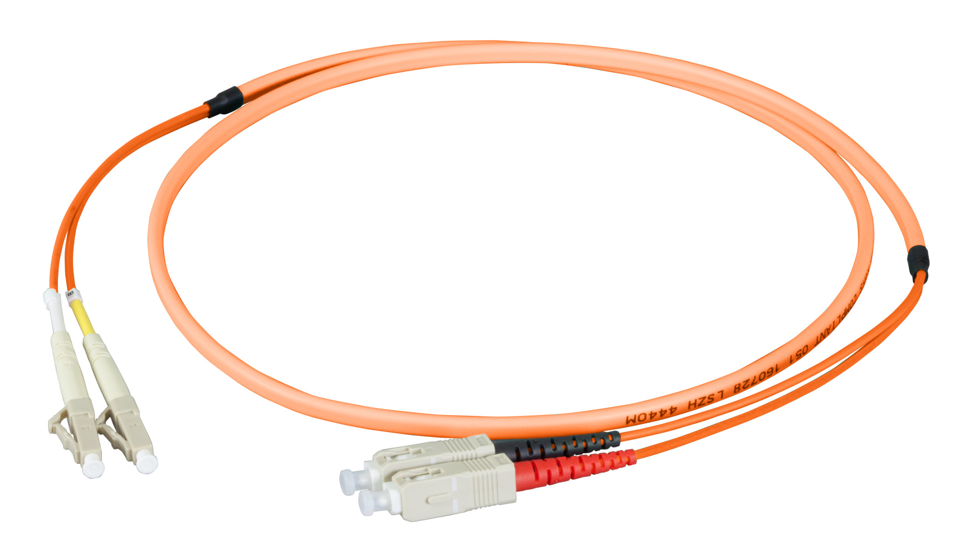 Duplex Jumper LC-SC 50/125µ, OM2, LSZH,orange, Flat Twin 3x5mm, 0,5m