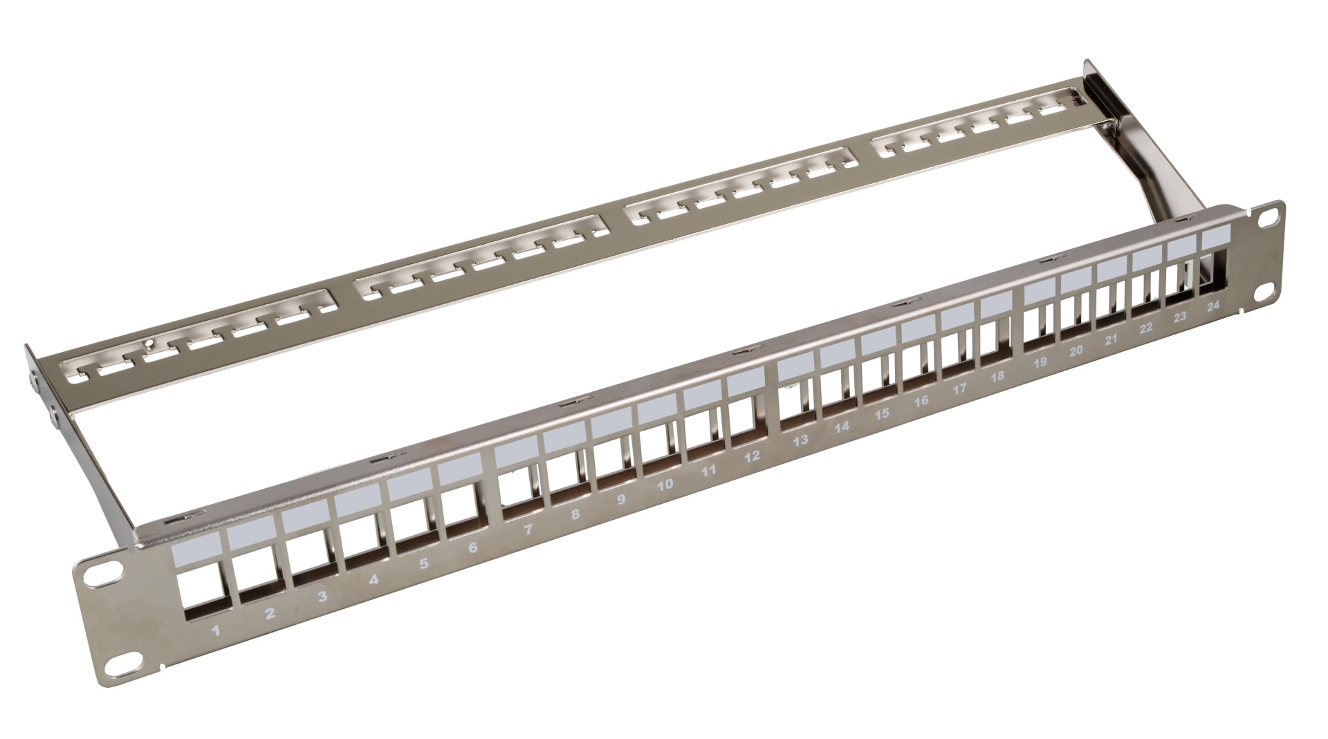 Verteilerfeld 19" 1HE, 24-Port, metallfarben