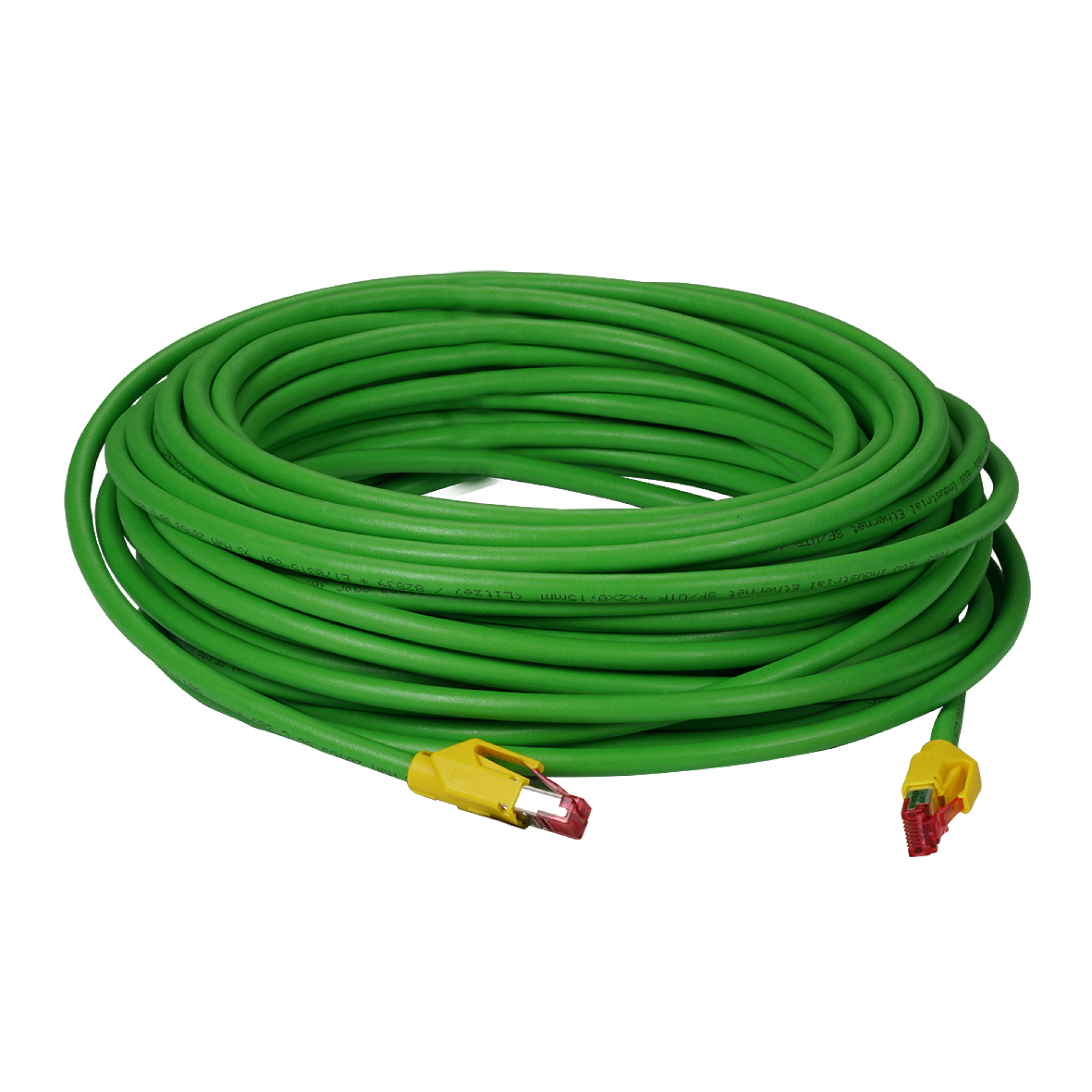 RJ45 TM21 yellow Patch cable SF/UTP green, Cat.5e, PUR ,drag chain suitable, 1m