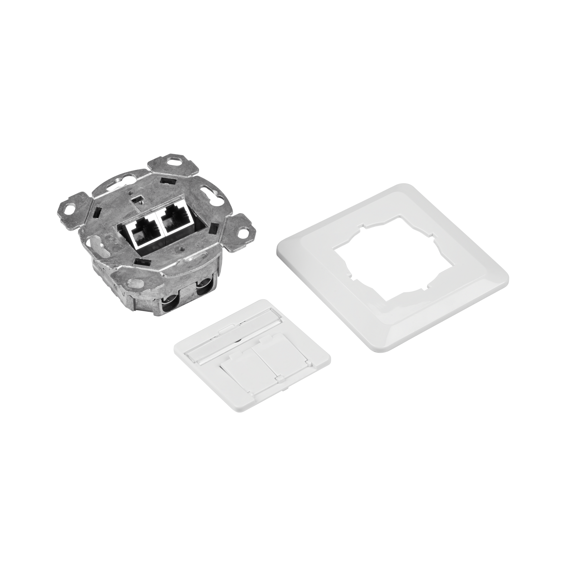 Datendose Cat.6 250MHz oben/unten, Unterputz, 2xRJ45, RAL9010