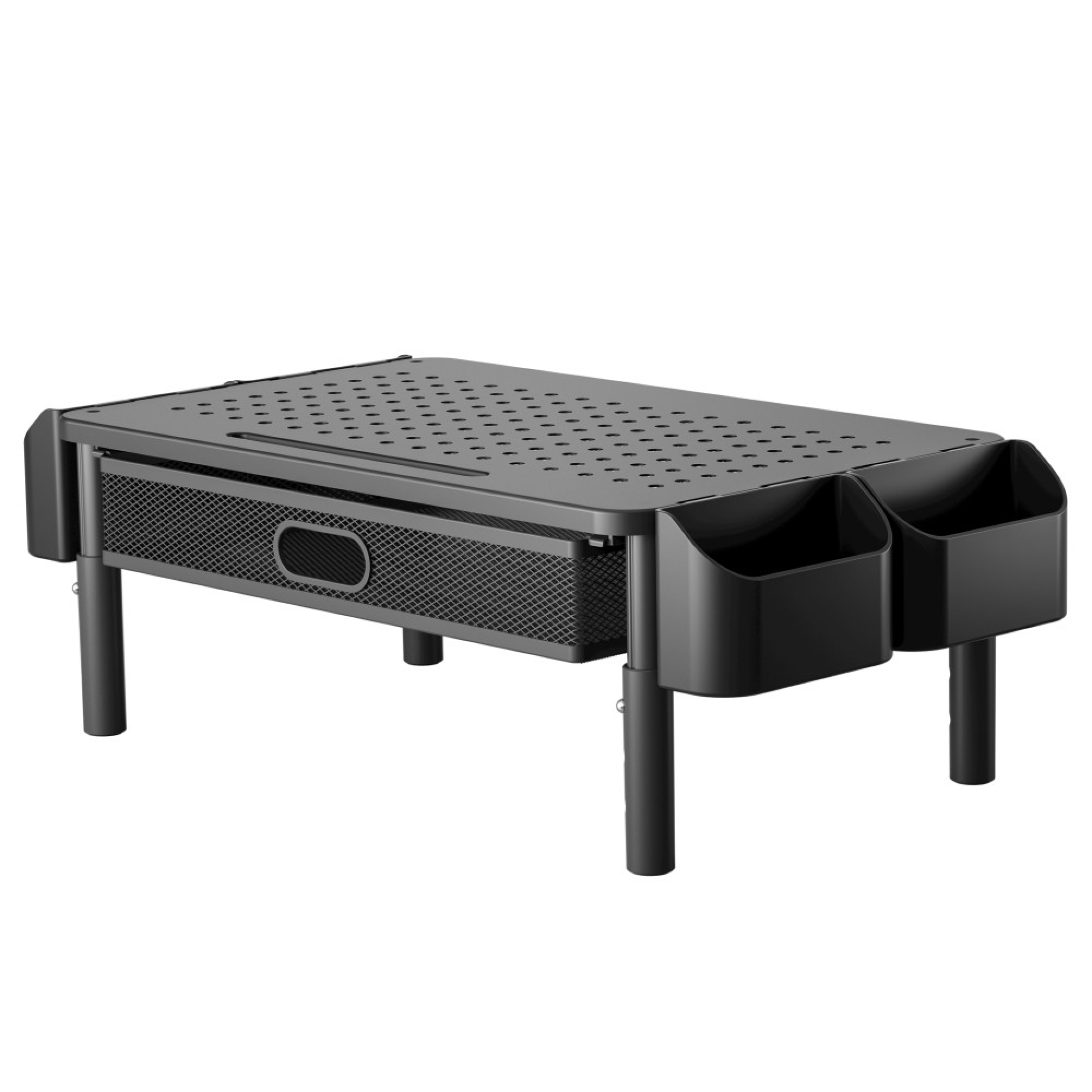 Ergonomic monitor stand with drawer, 3-way height adjustable