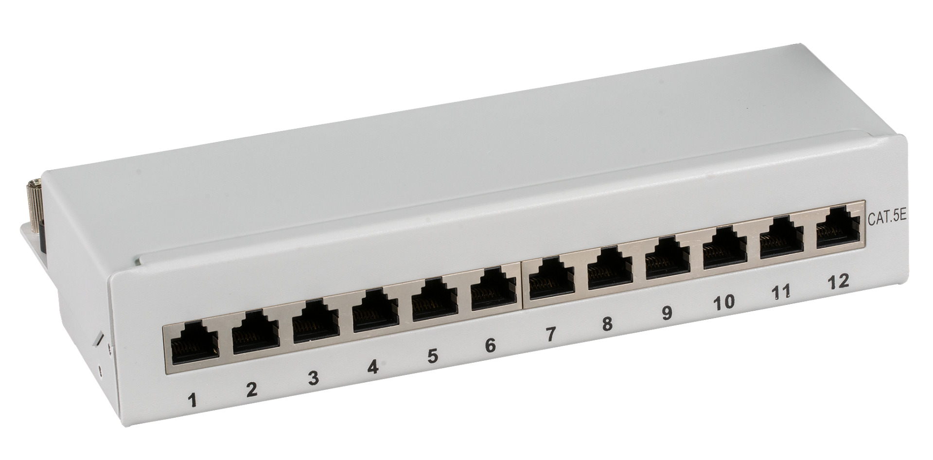 Mini-Patchpanel STP 12xRJ45 Cat.5e, 10“ 1U, RAL7035 grey