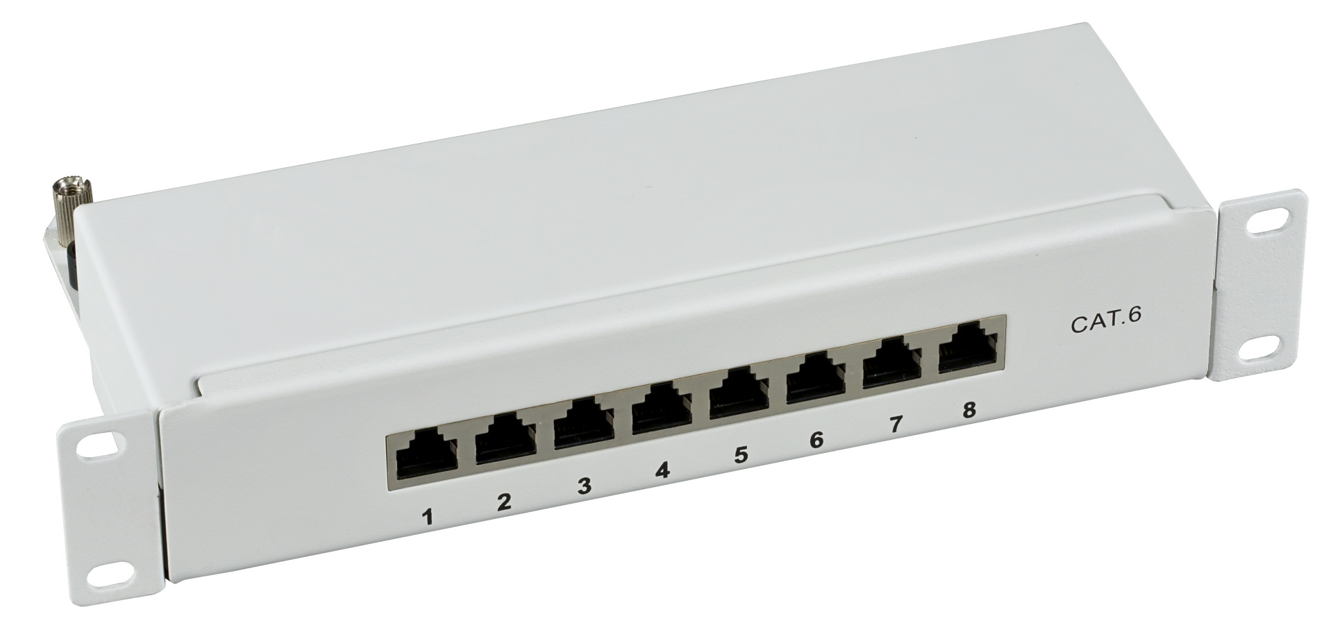 Mini-Patchpanel STP 8xRJ45 Cat.6, 10“ 1U, RAL7035, grey