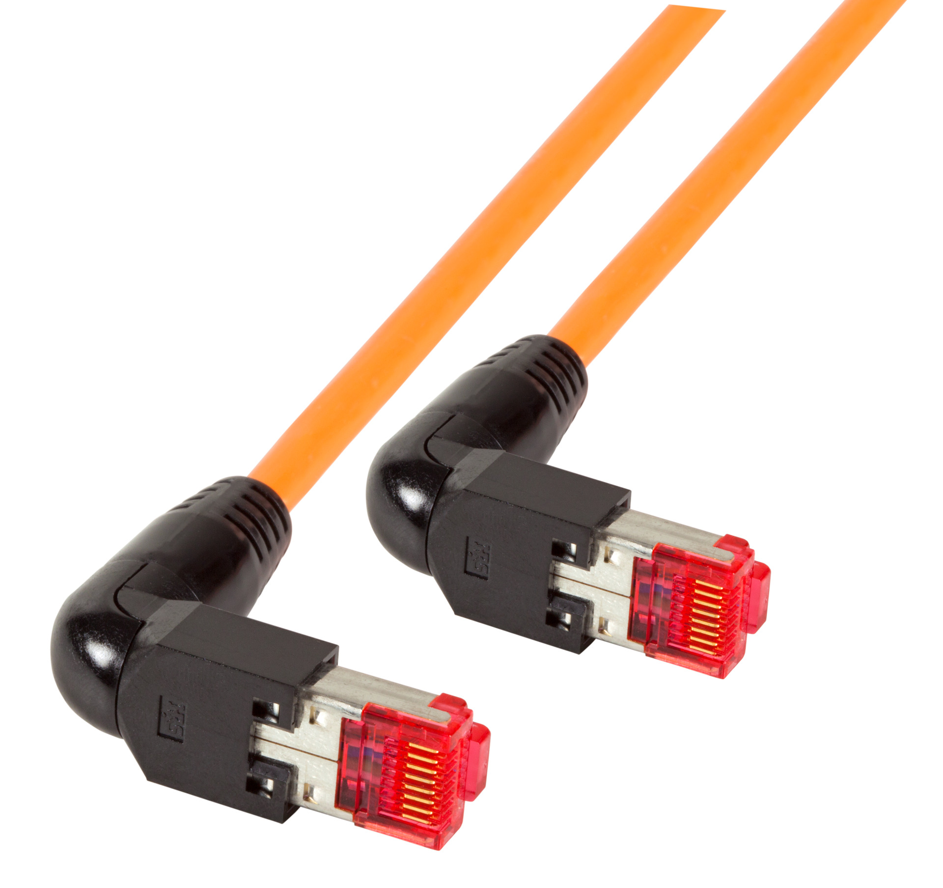 RJ45 Patchkabel S/FTP, Cat.6A, 2x TM21 90°, UC900, 1m, orange