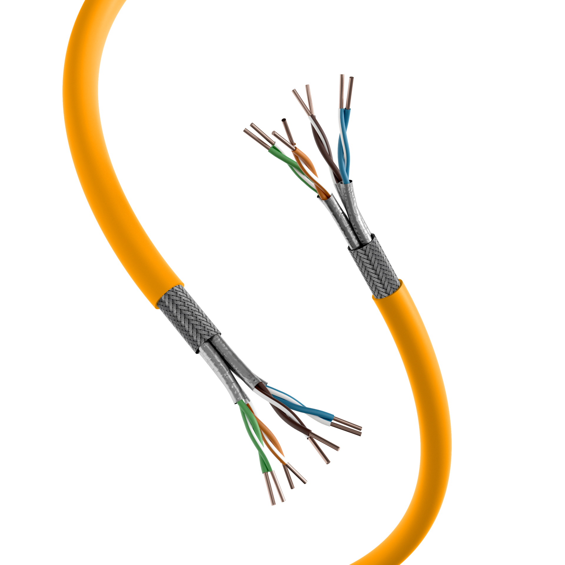 INFRALAN Cat.7A 1500 AWG22 S/FTP 2x4P CPR Cca melon yellow RAL1028, 500m