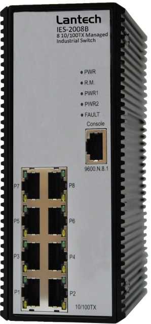 Hutschienen-Switch 8x10/100TX, SNMP Pro-Ring