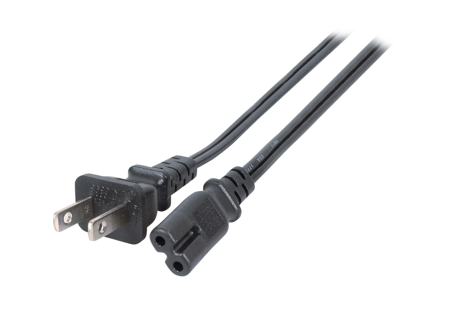 Power Cable USA/NEMA 1-15P - C7 180° (Euro 8), Black, 1.8 m , SPT-2 AWG18 x 2C