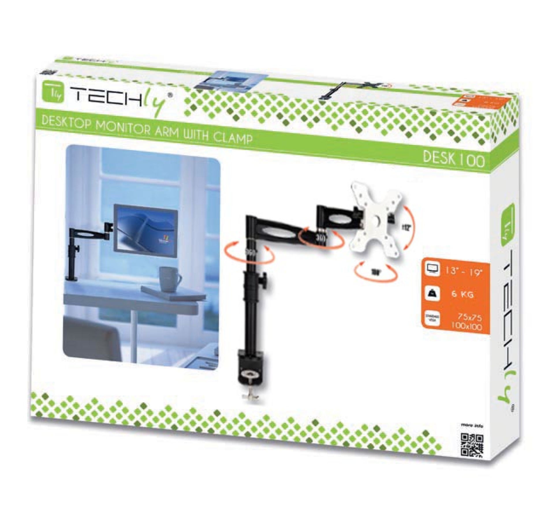 Schreibtischhalterung für LCD TV LED 13"-27", mit Langarm und Klemme