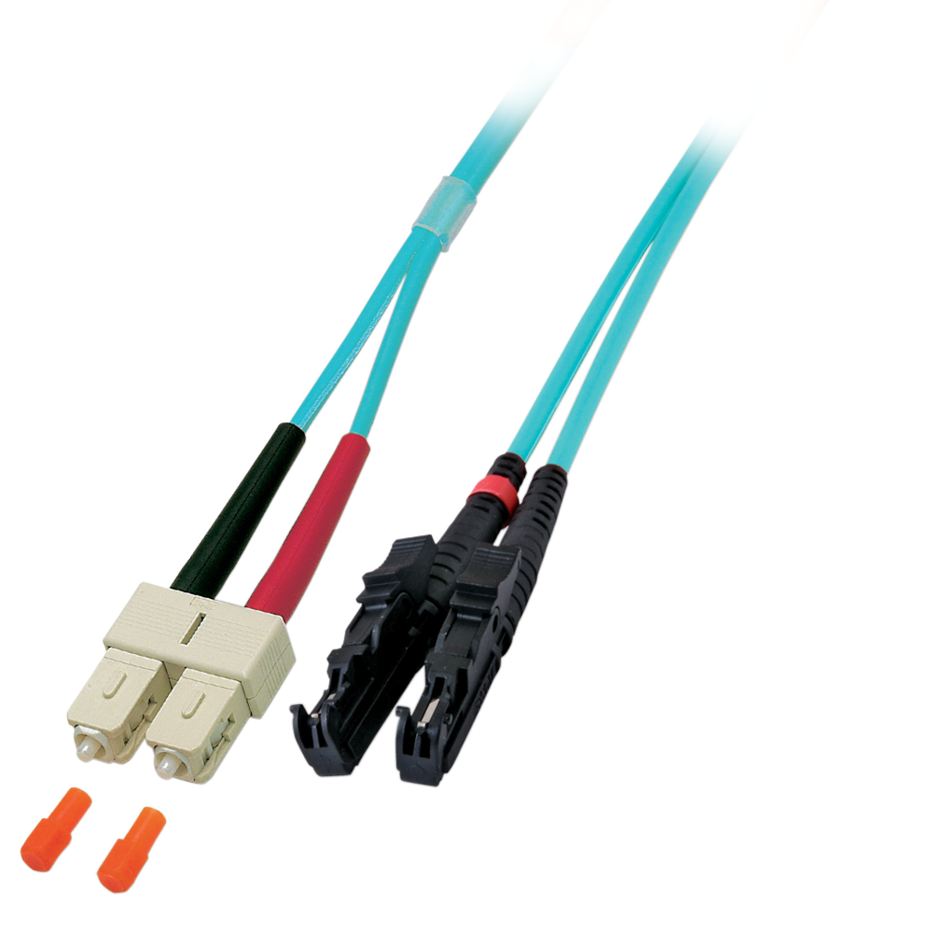 Duplex Jumper SC-E2000® 50/125µ, OM3, LSZH, aqua, 3.0mm, 0,5m