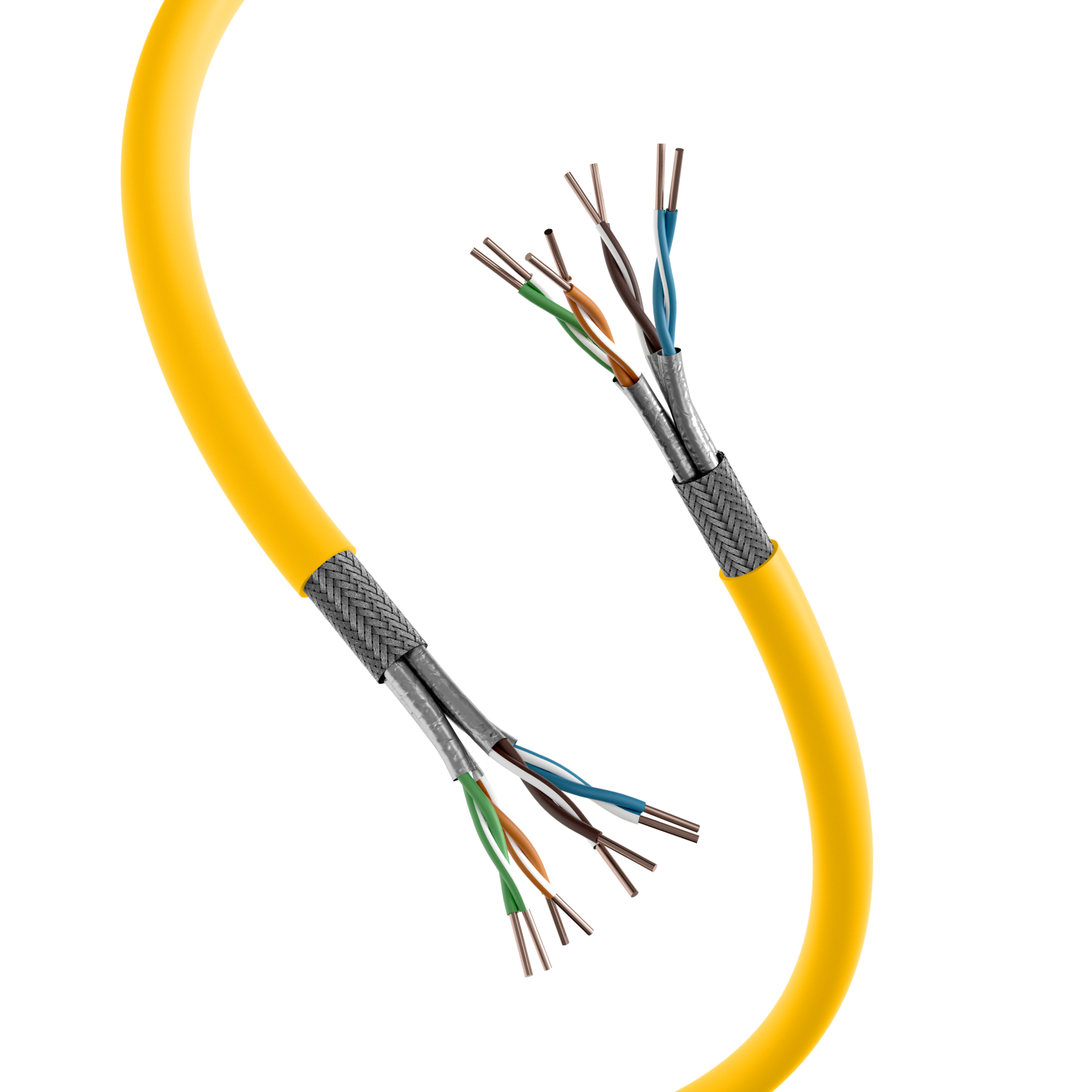 INFRALAN® Cat.7A 1250 AWG22 S/FTP 4P, CPR Dca 25Gbit/s ready yellow RAL1021
