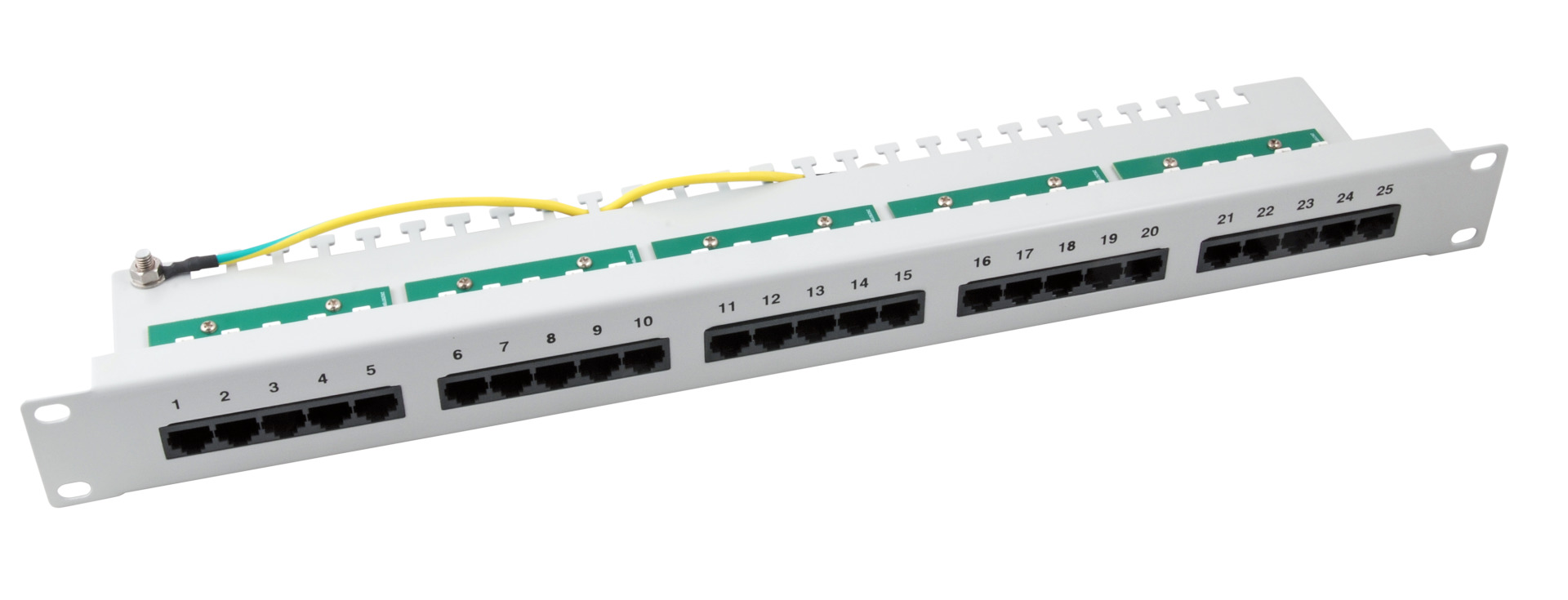 Patch Panel 25 x RJ45 8/4 1HE ISDN, RAL9005, Cat. 3