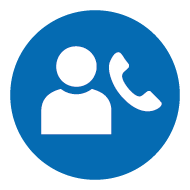 Icon with person and telephone receiver - symbol for personal contact and individual customer support on a blue background