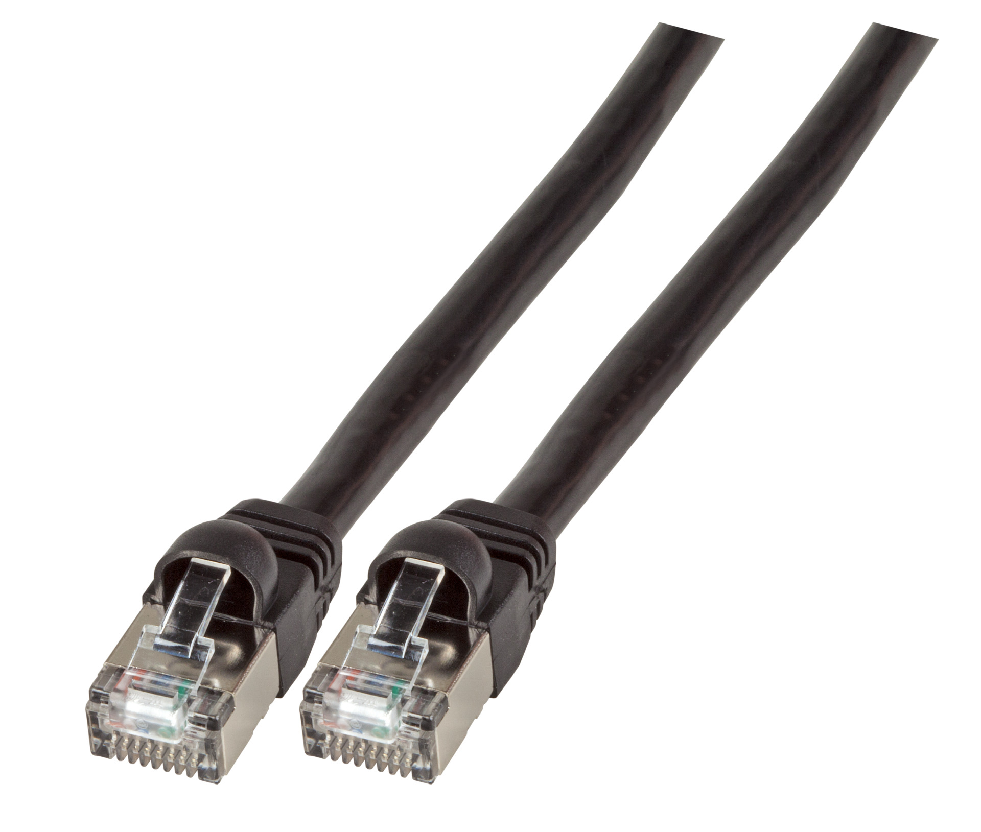 RJ45 Patchkabel S/FTP, Cat.6A, VOIP,,kurze Tülle, 2m, schwarz