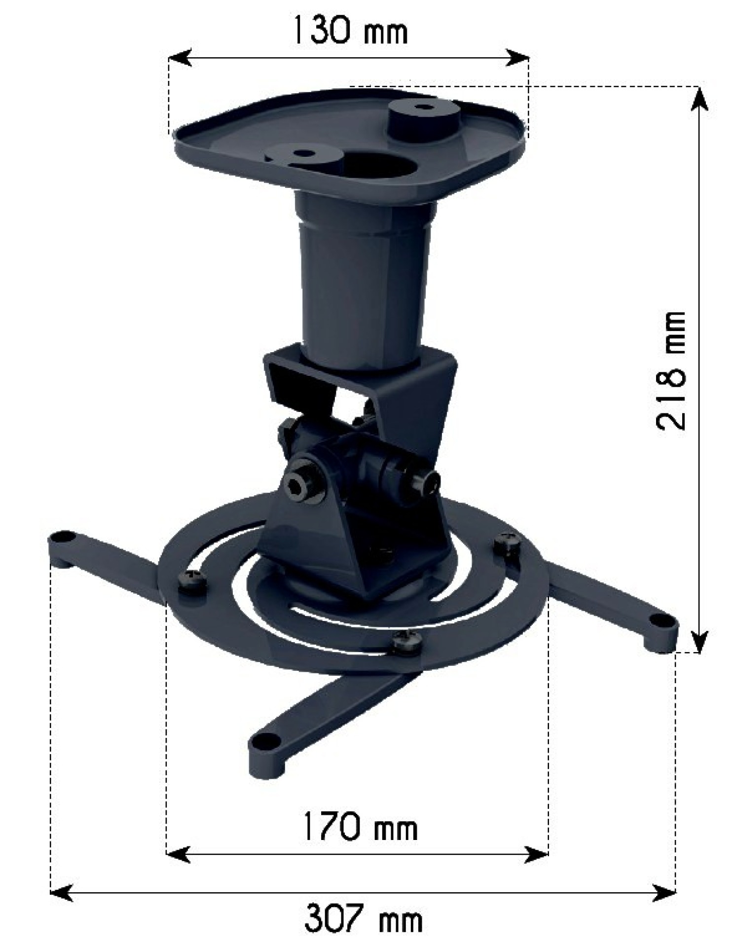 Universal-Deckenhalterung für Beamer, Schwarz