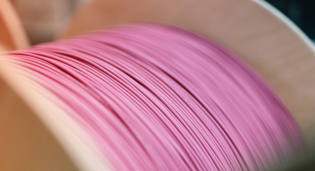 Cable assembly, pink cables on a cable reel, EFB-Elektronik