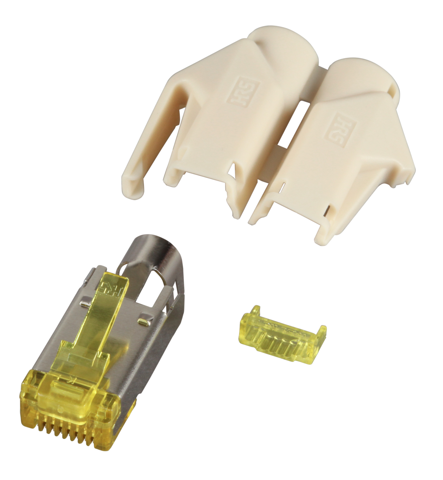 RJ45-Hirose Stecker STP, TM31 beige, 50 Stück, 3 Elemente, Cat.6A