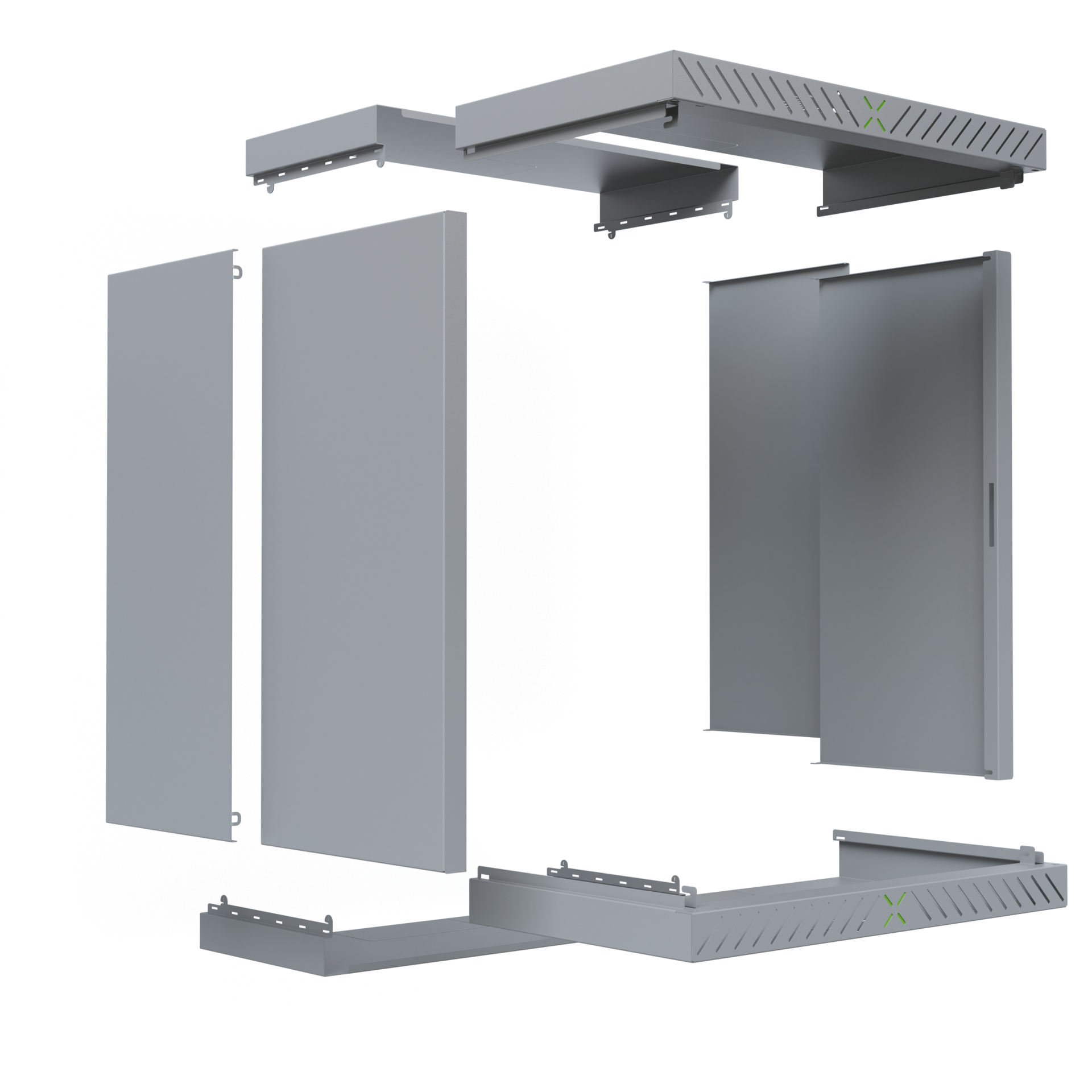 Verkleidung für X-Rack Wandgehäuse ohne Tür 15HE grau RAL7035 2/3