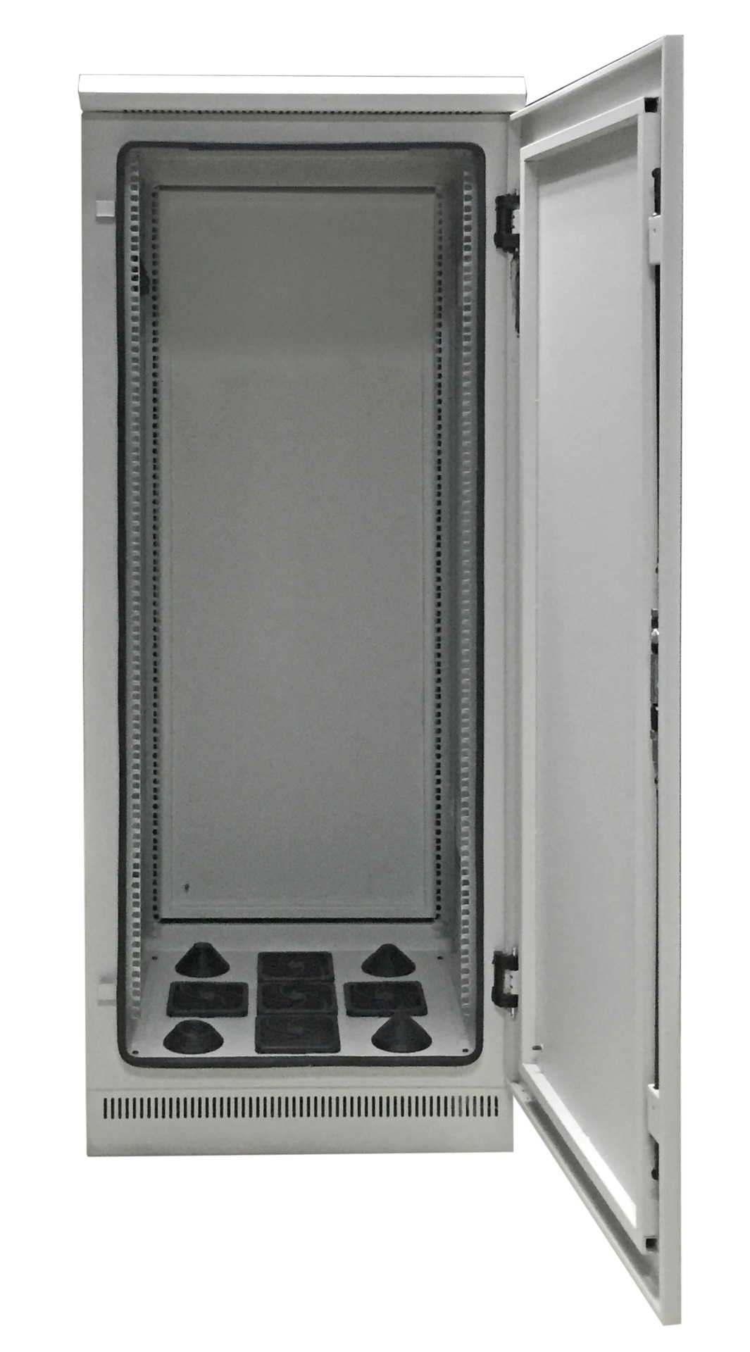 19" Netzwerkschrank 24HE 800x800, IP55, mit vormontiertem Sockel, RAL7035