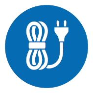 Icon mit aufgewickeltem Stromkabel und Stecker – Symbol für effizientes Kabelmanagement in IT- und Netzwerkinfrastrukturen von EFB-Elektronik Icon mit aufgewickeltem Stromkabel und Stecker – Symbol für effizientes Kabelmanagement in IT- und Netzwerkinfrastrukturen von EFB-Elektronik