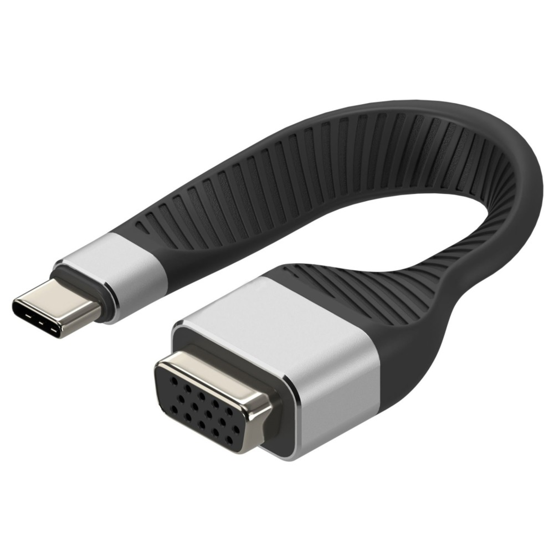 Techly USB-C Stecker auf VGA-Buchse, kurz, flaches FPC Kabel