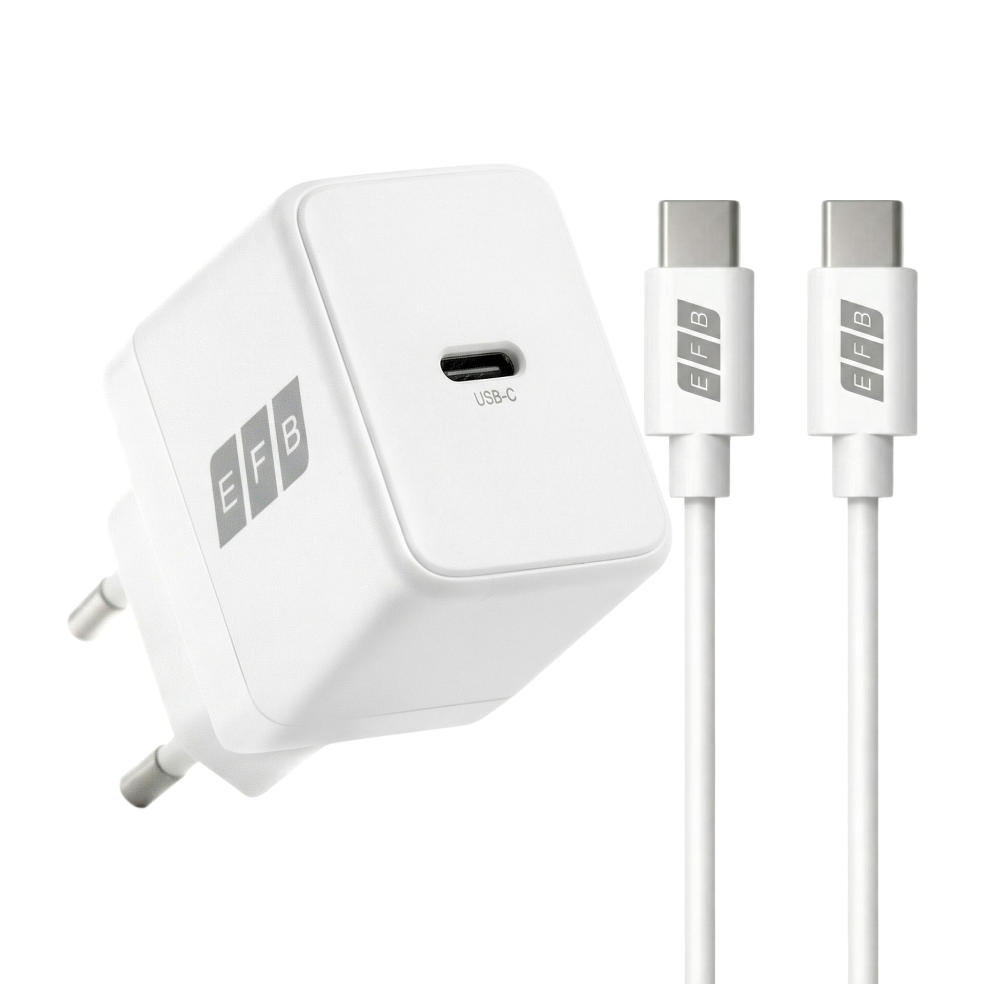 Ladegerät 20W USB-C Set PD3.0 GaN QC3.0 inkl. 2m USB-C Ladekabel weiß