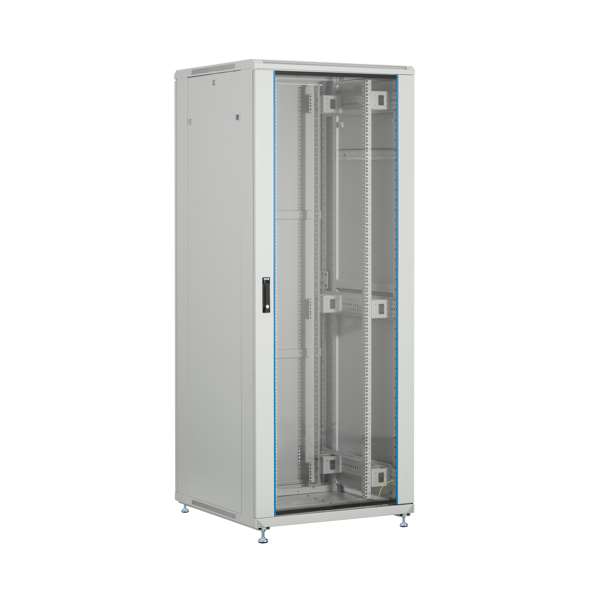 19'' Netzwerkschrank PEL 42HE 600x600 RAL7035,Front Glas 1-tlg.,Rück Stahl 1-tlg