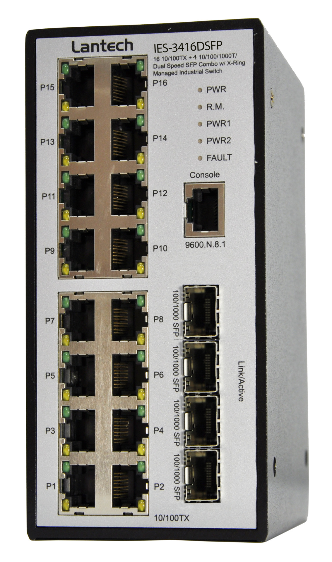 DIN-Rail-Switch, 16x10/100TX+4x Dual Speed SFP, SNMP