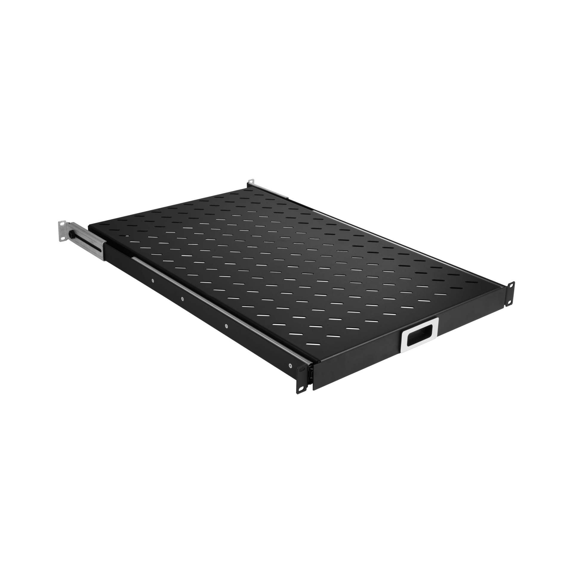 19" 1HE Fachboden ausziehbar, ET 950..1050 mm, 30 kg, ST 1200, RAL9005