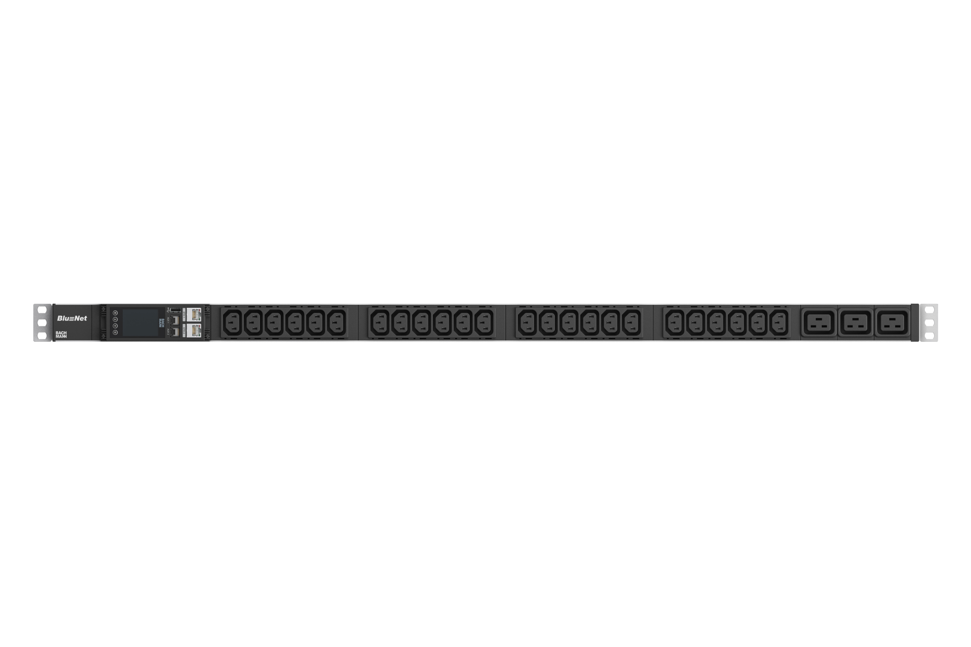 PDU BN Essent. Metered, 24xC13, 3xC19 Mess. p. PDU, lok. Anz.+Web, CEE 16 A blue