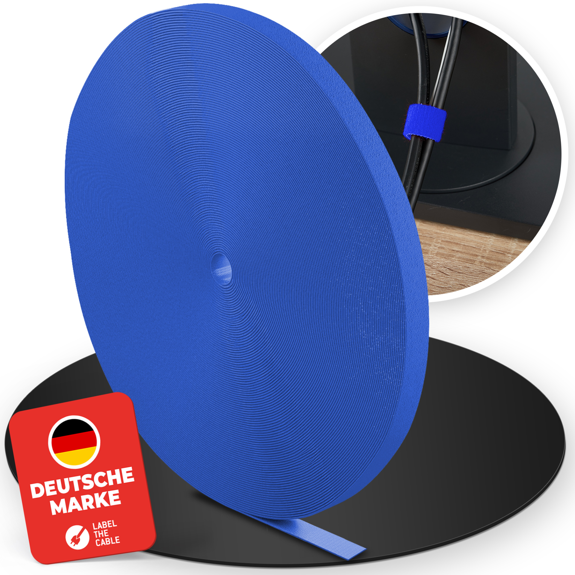 LTC ROLL STRAP, Doppelseitige Klettbandrolle,25m blau