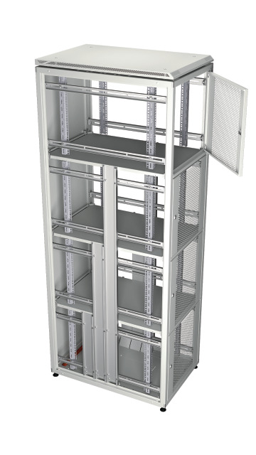 Co-Location Rack PRO, 1 x 42U, 800x1000 mm, F+R 1-Part Perforated, RAL9005