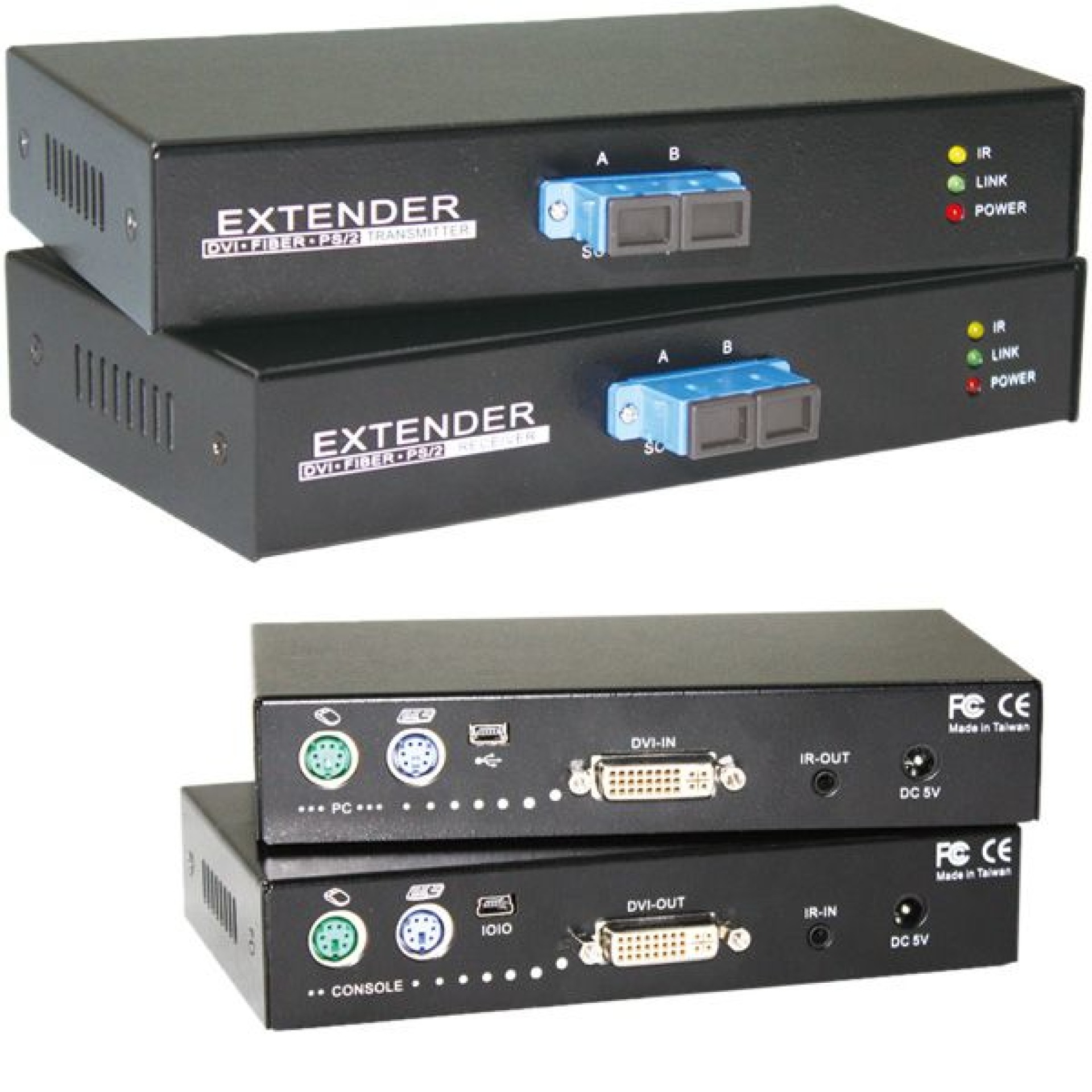 KVM Fiber Extender DVI-PS/2, bis 1000m, SC-Duplex MM, HDTV