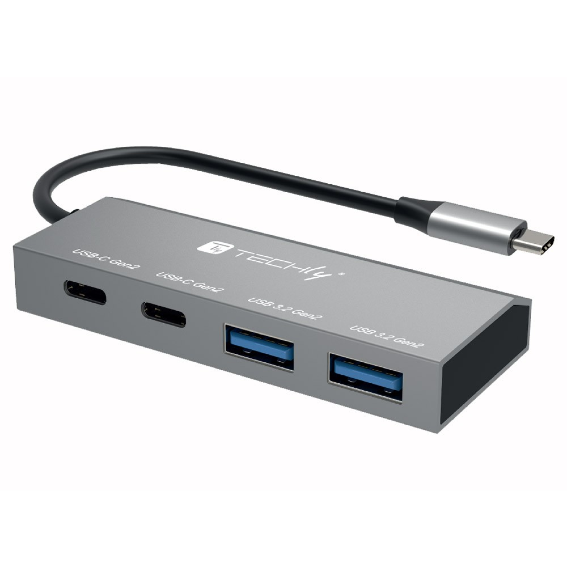 USB 3.2 hub with 2 USB-A ports and 2 USB-C™ ports, made of metal
