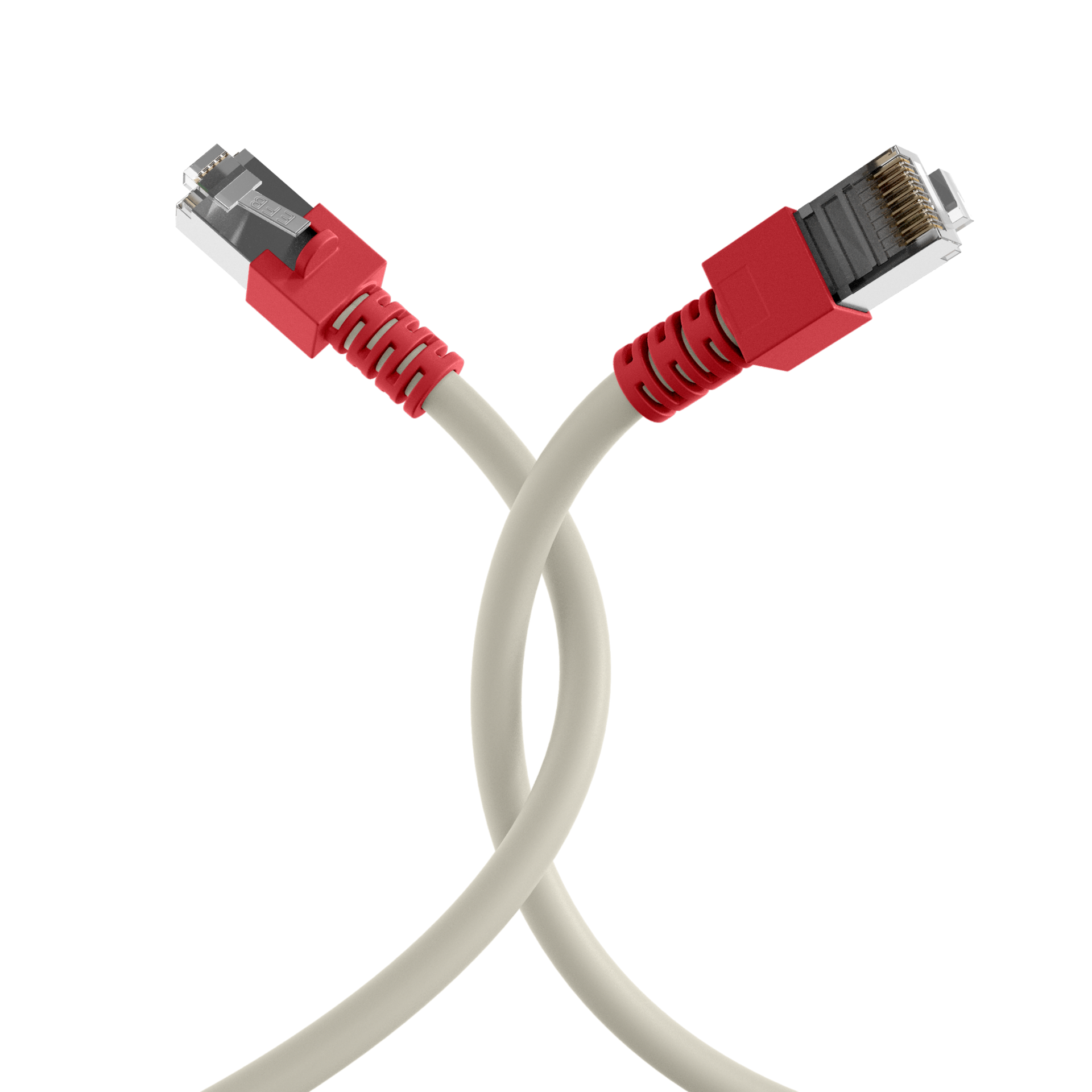 RJ45 Patchkabel Cat.5e SF/UTP PVC,Tülle rot CCA crossed grau 2m