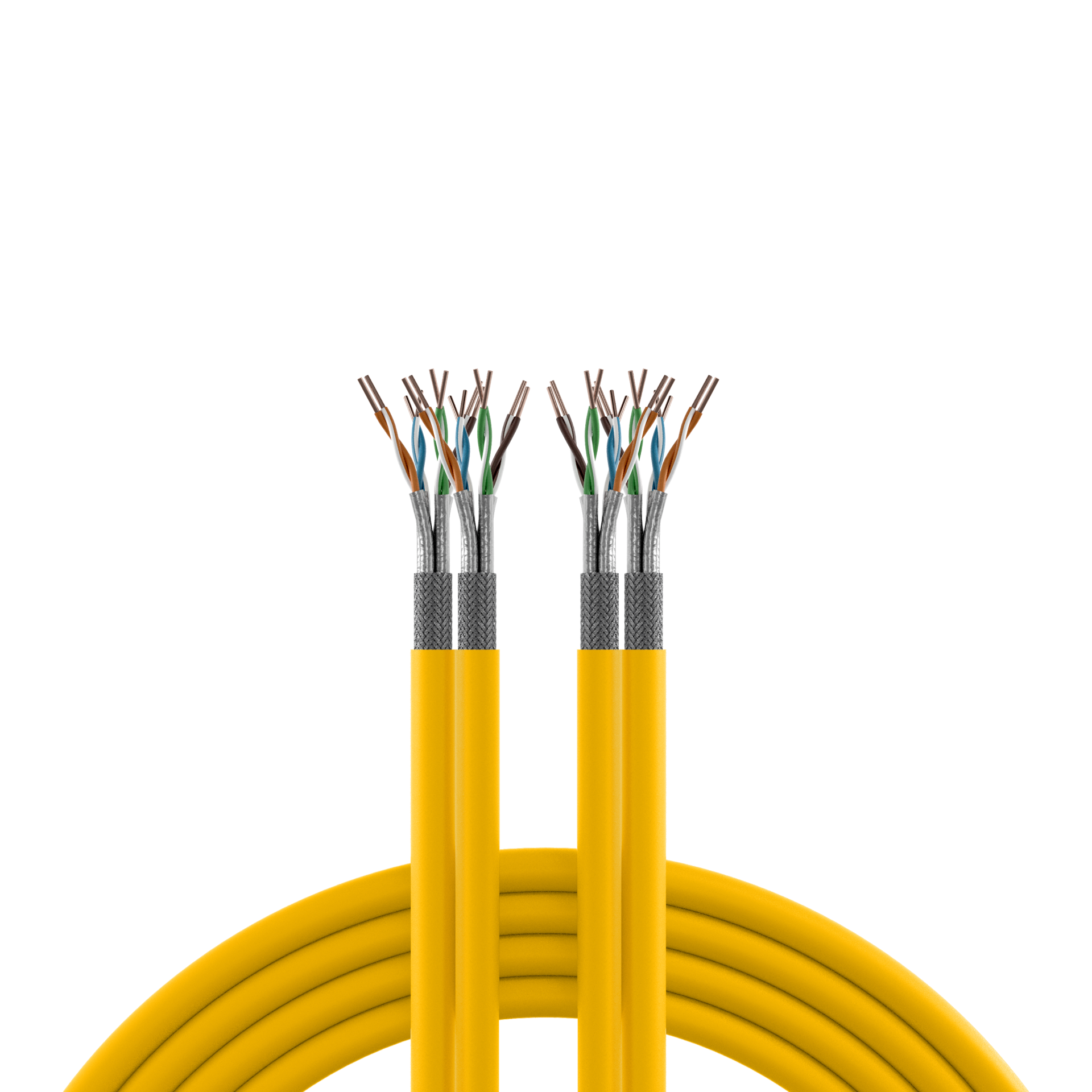 Cat.7A 1250 AWG22 S/FTP 2x4P, CPR Dca 25Gbit/s ready rapsgelb RAL1021