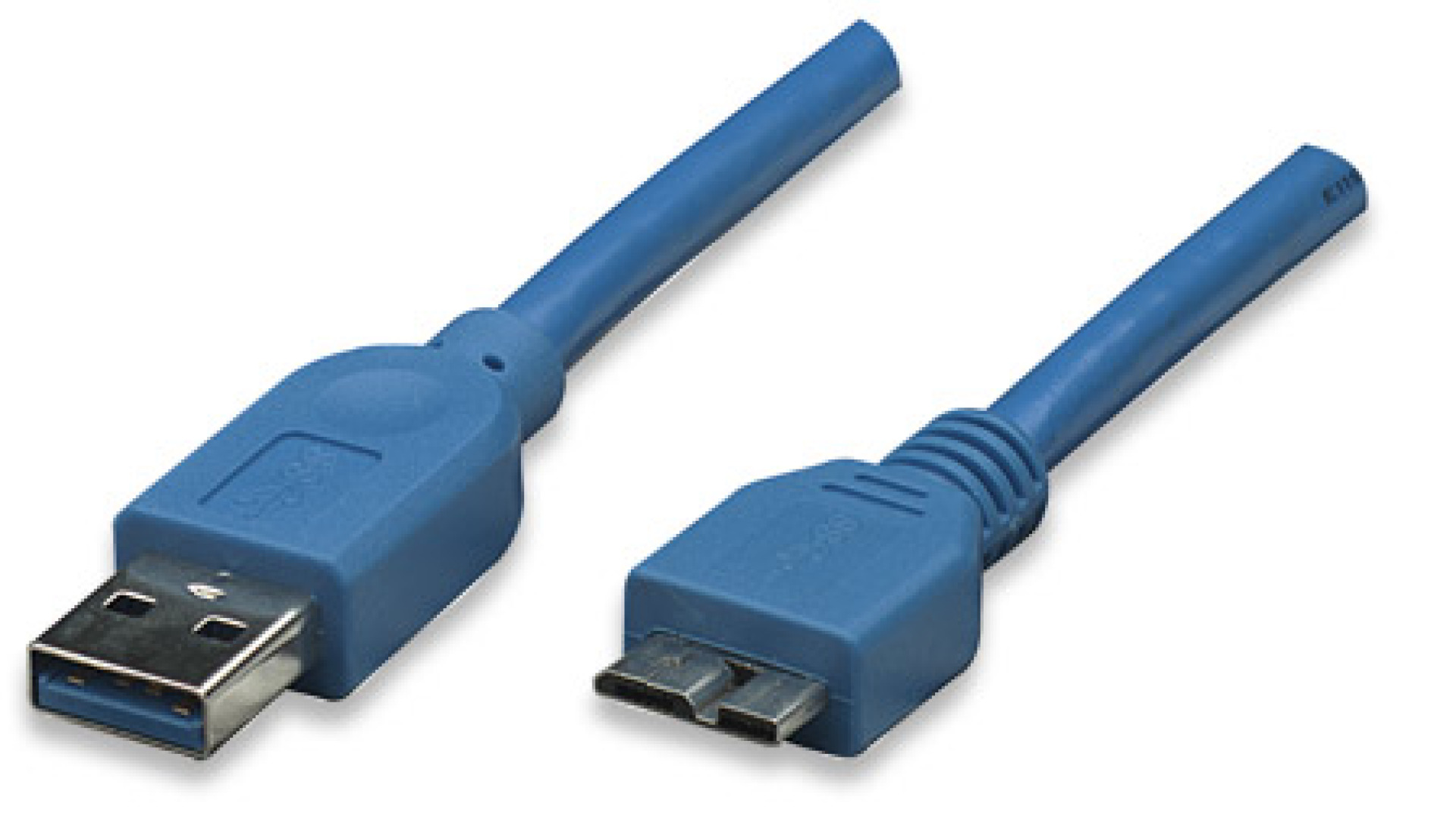 USB3.0 Anschlusskabel Stecker Typ-A - Stecker Micro B, Blau 1 m