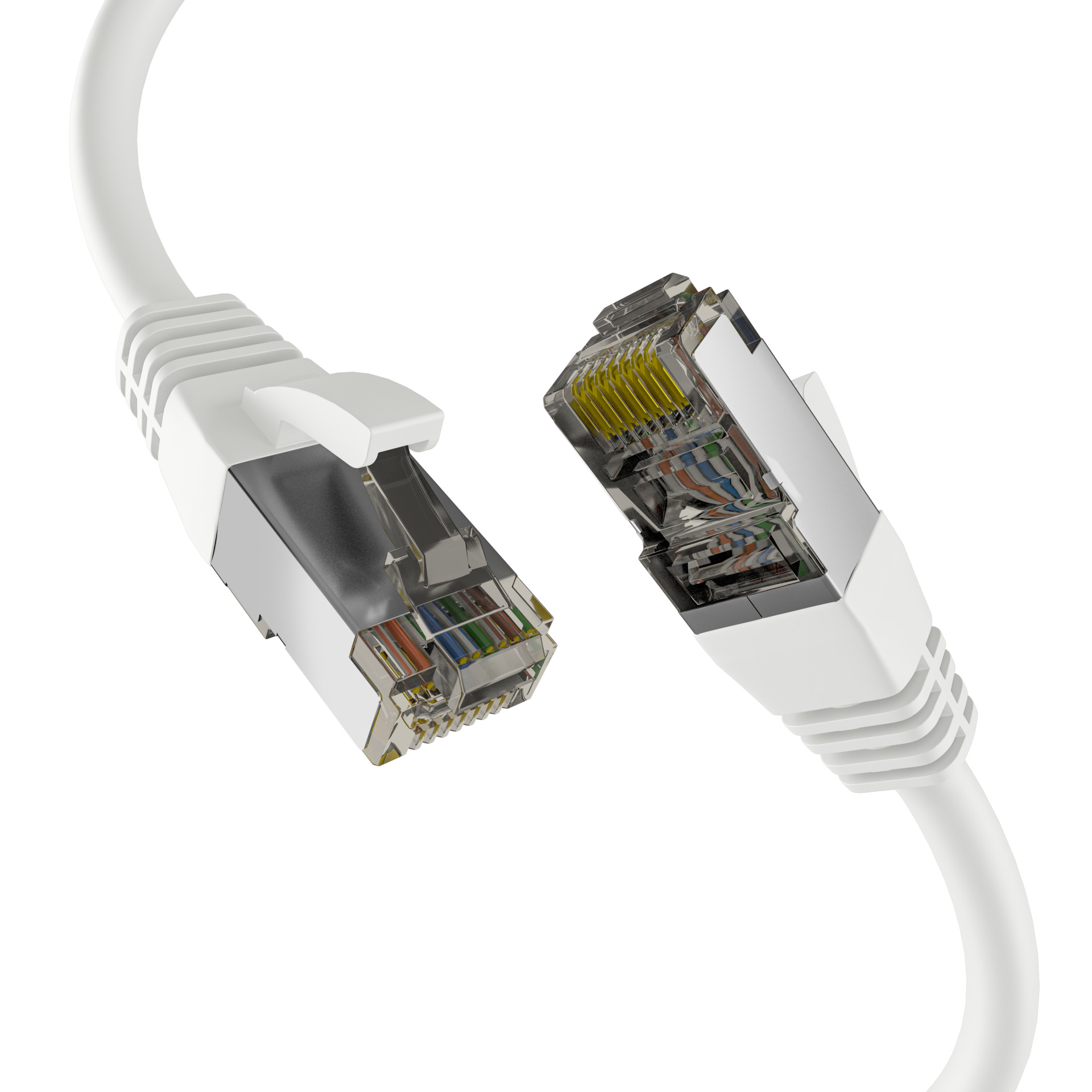 CAT8.1 WEISS 0,50m RJ45 PATCHKABEL S/FTP PIMF,LSZH 2000MHZ 40GB NETZWERKKABEL