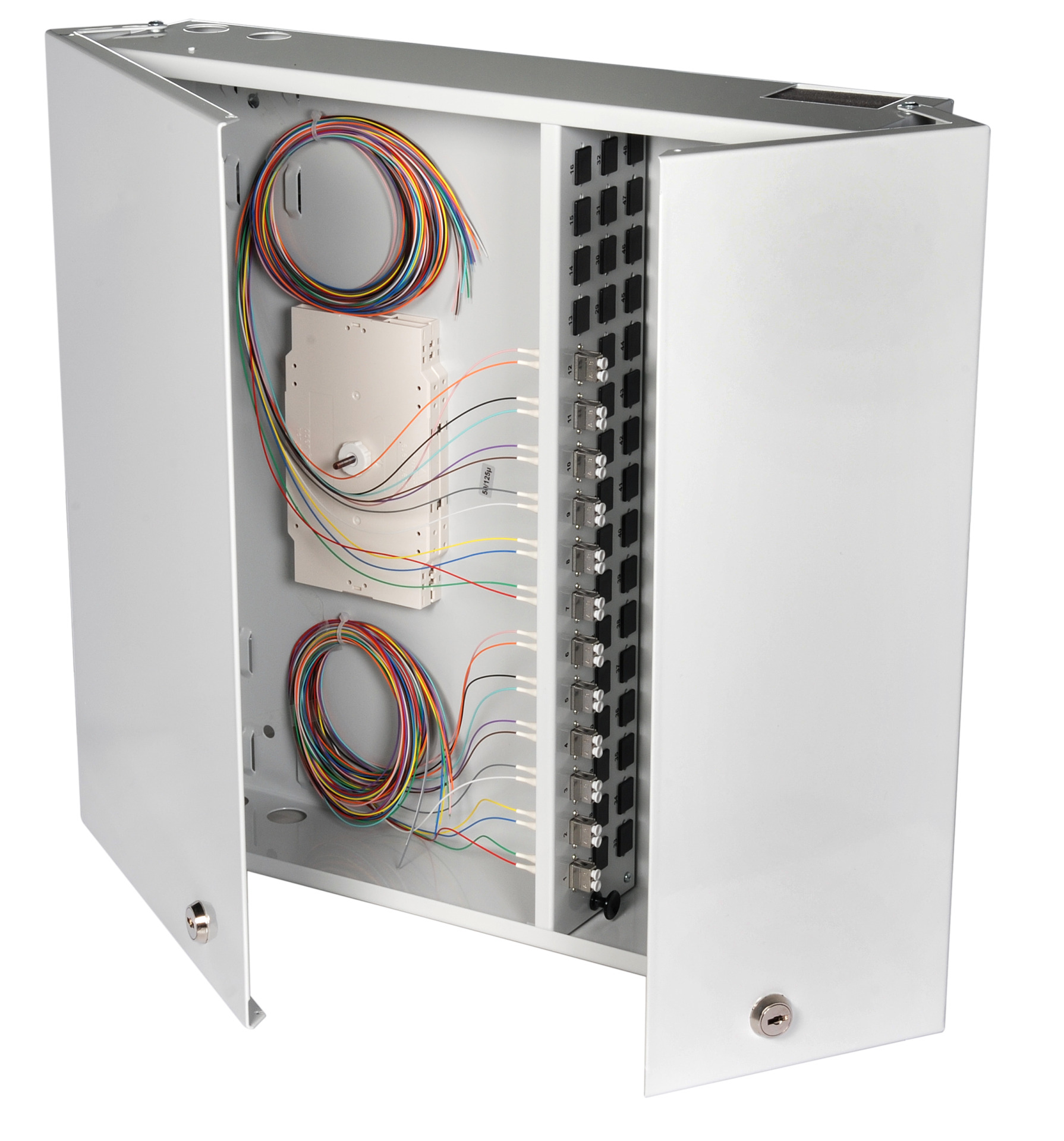 Wall Distributor LCdpx. 50/125µ, OM4, 24 Pigtails / 12 Adapter