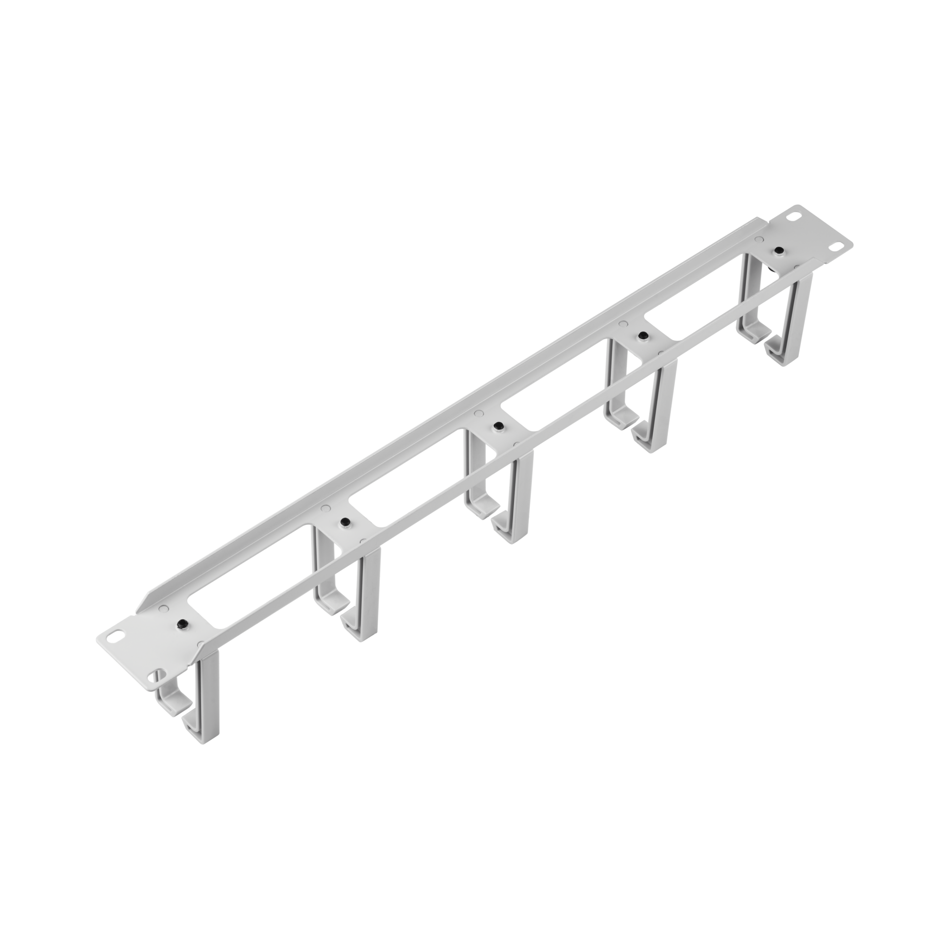 19“ 1U Cable Management Panel, 4 Openings, 5 Brackets, Plastic RAL7035