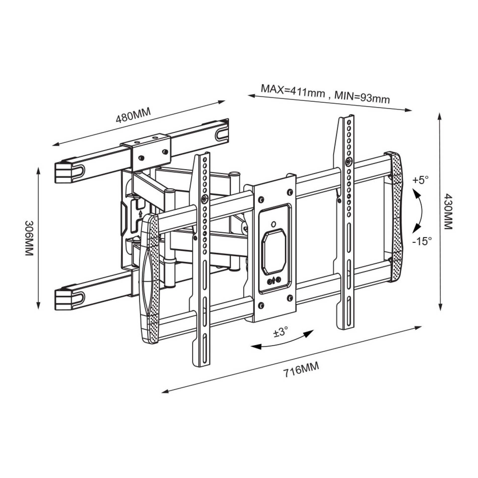 Techly Wandhalterung 42-75" Doppelarm Full-Motion LCD TV
