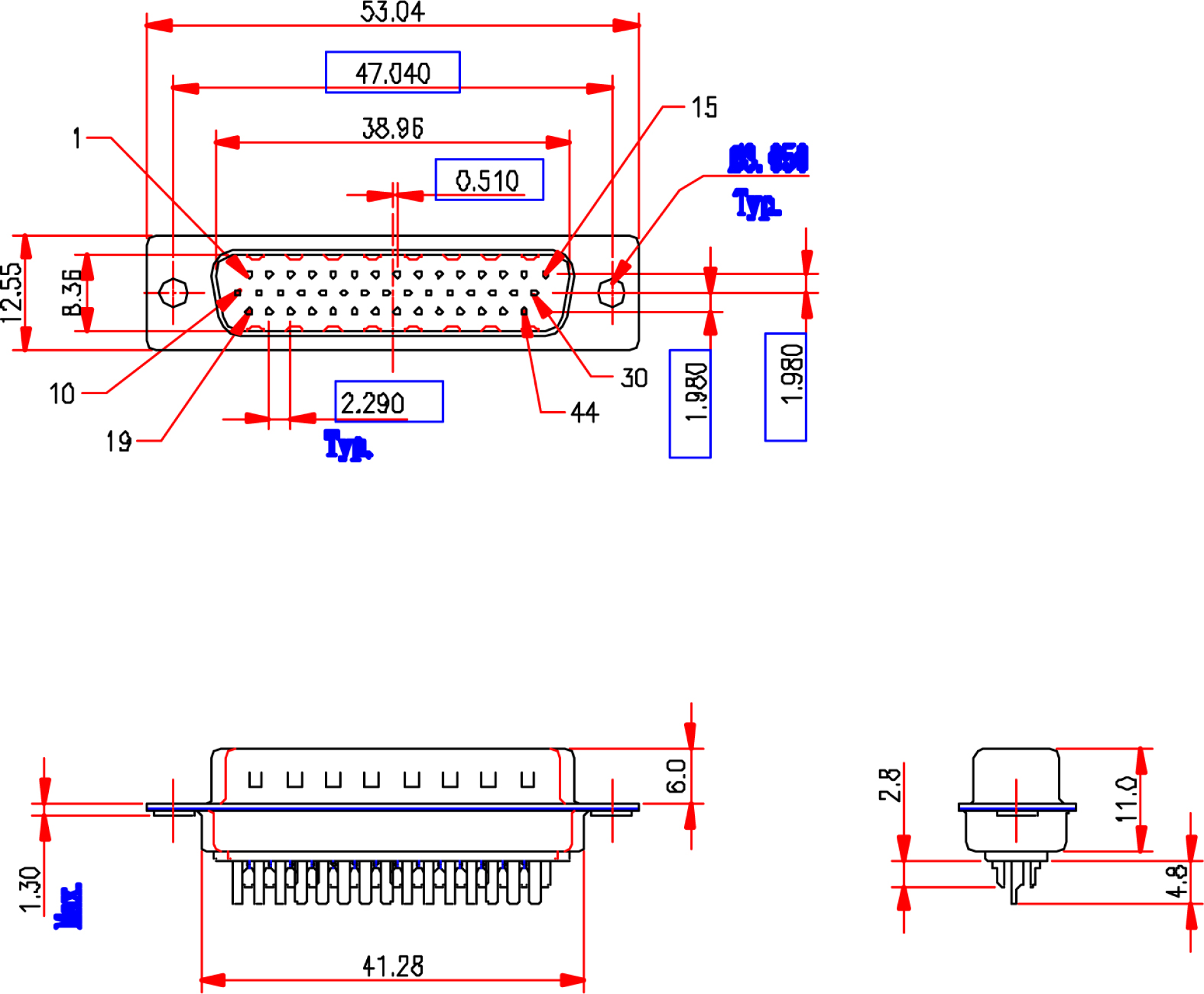 E-HDS 44 LL/Z Lötstecker 