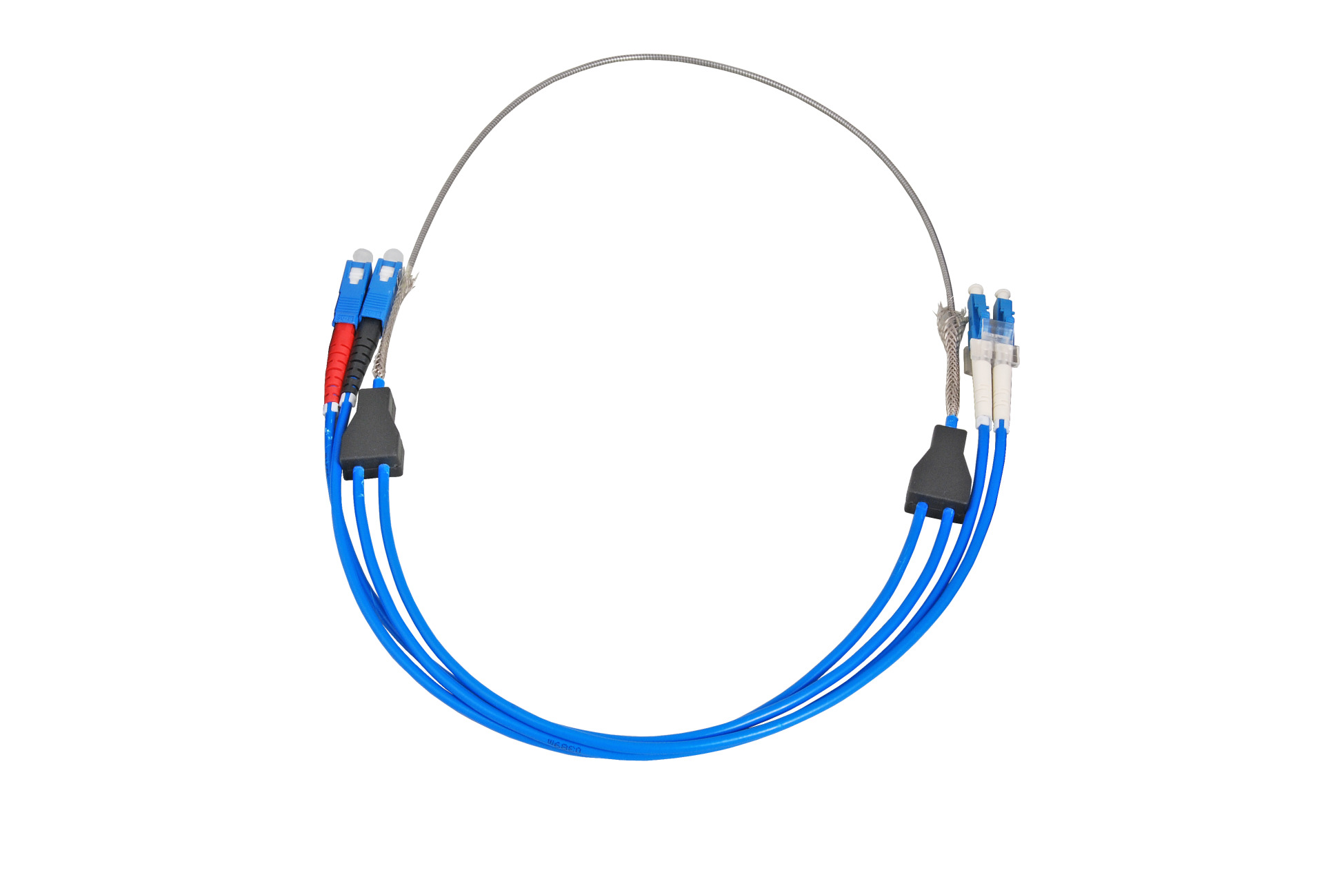 Duplex Jumper LC-SC 9/125µ, OS2, LSZH, armiert, blau, 3.0mm, 1m