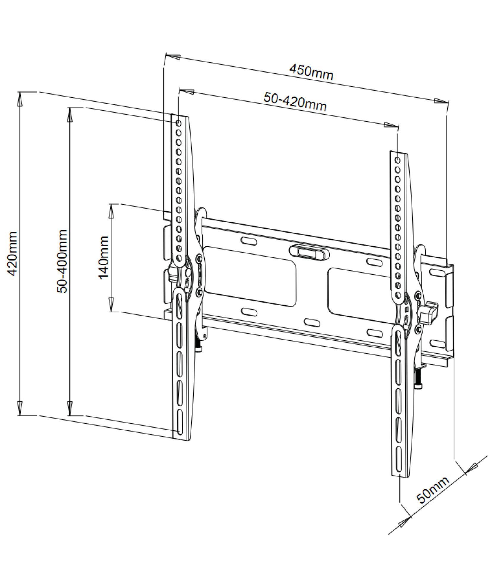 Wandhalterung für LCD TV LED 23" - 55"  neigbar Schwarz, max. 60kg