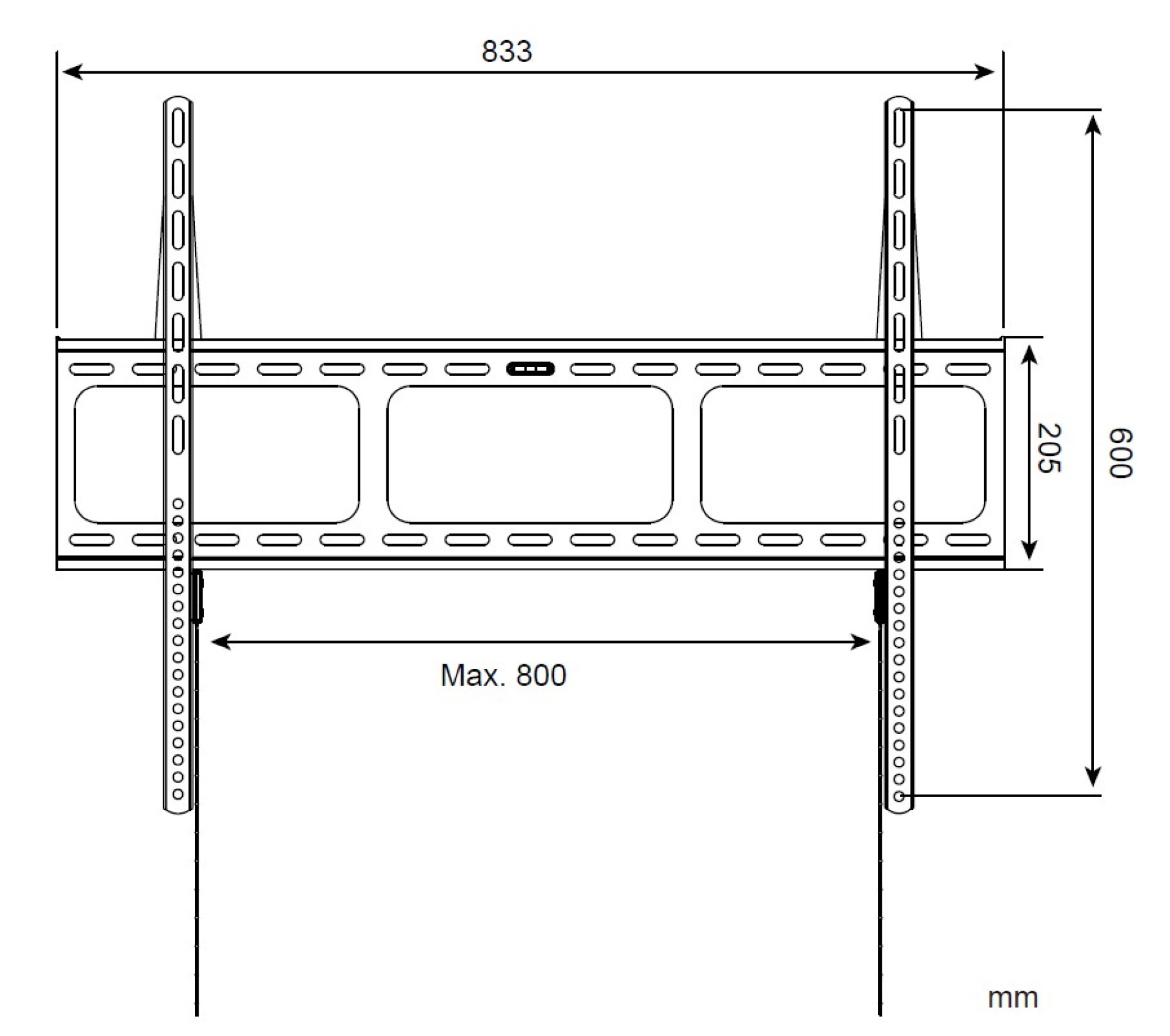 Wandhalterung für LCD TV LED 42"-80" Slim fix, H600mm