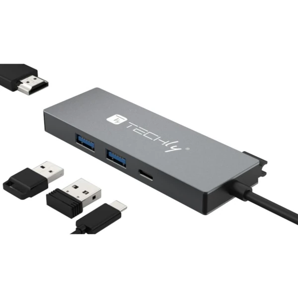 USB-Dockingstation von EFB-Elektronik mit mehreren Anschlüssen für USB-A, USB-C und HDMI zur Erweiterung von Arbeitsplätzen