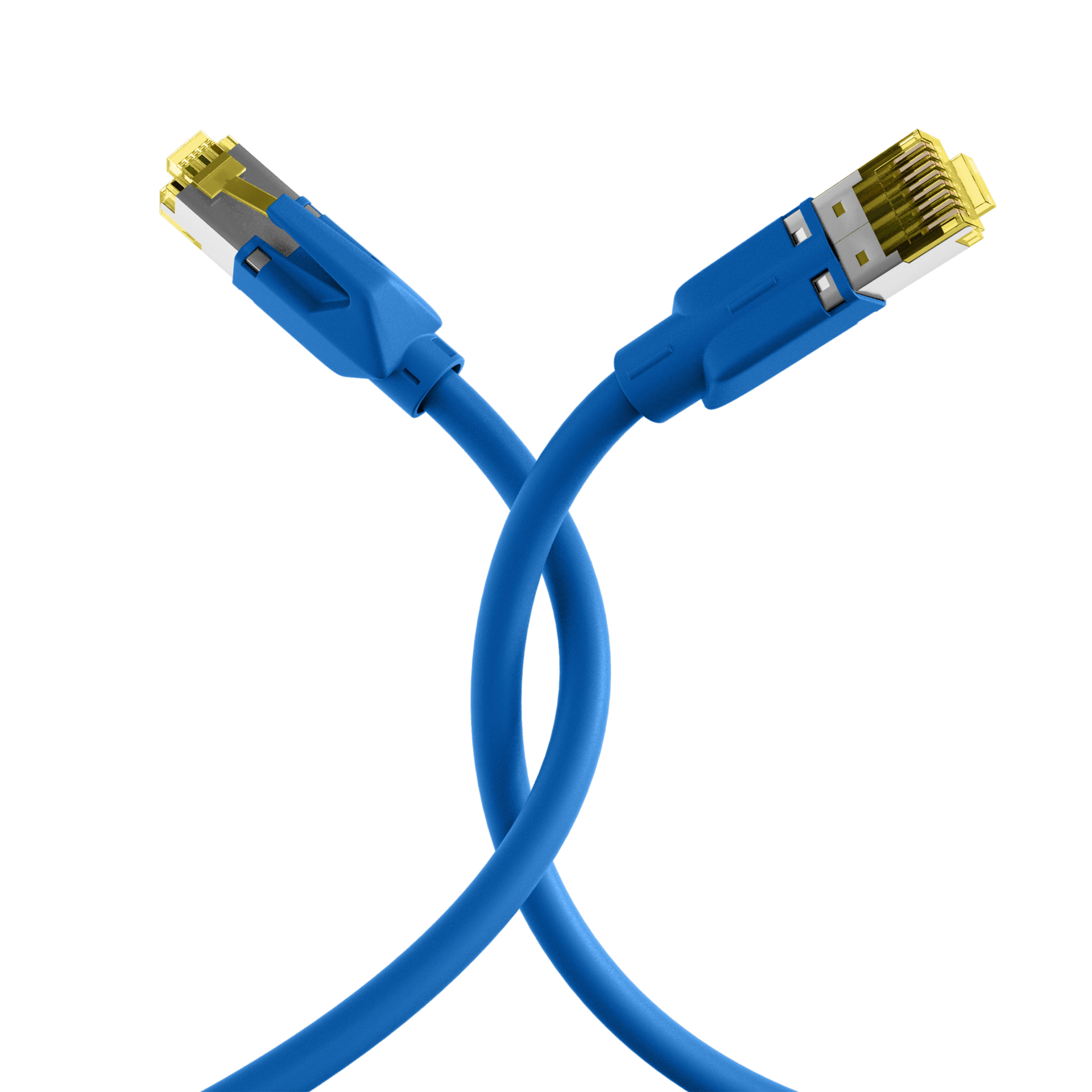 INFRALAN® RJ45 patch cord S/FTP, Cat.6A, TM31, UC900, 0,5m, blue